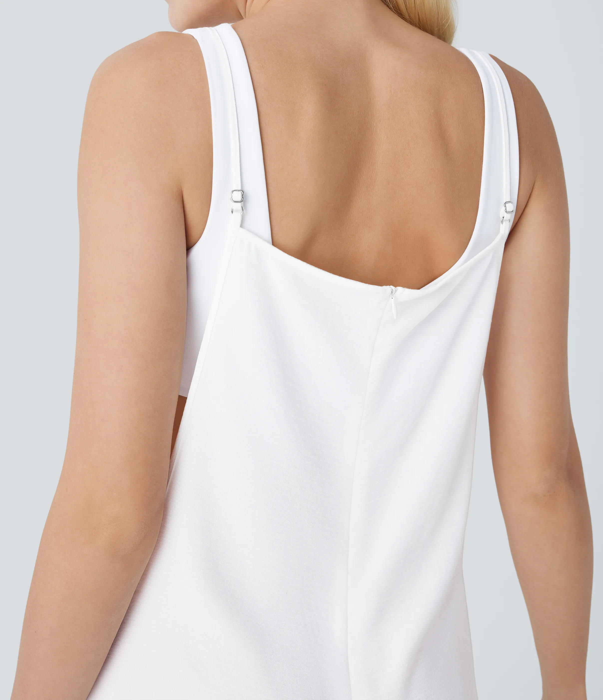 Halara Mono lino bolsillo lateral cremallera invisible correa ajustable - White - XS(regular) sold by Halara product image thumbnail 5