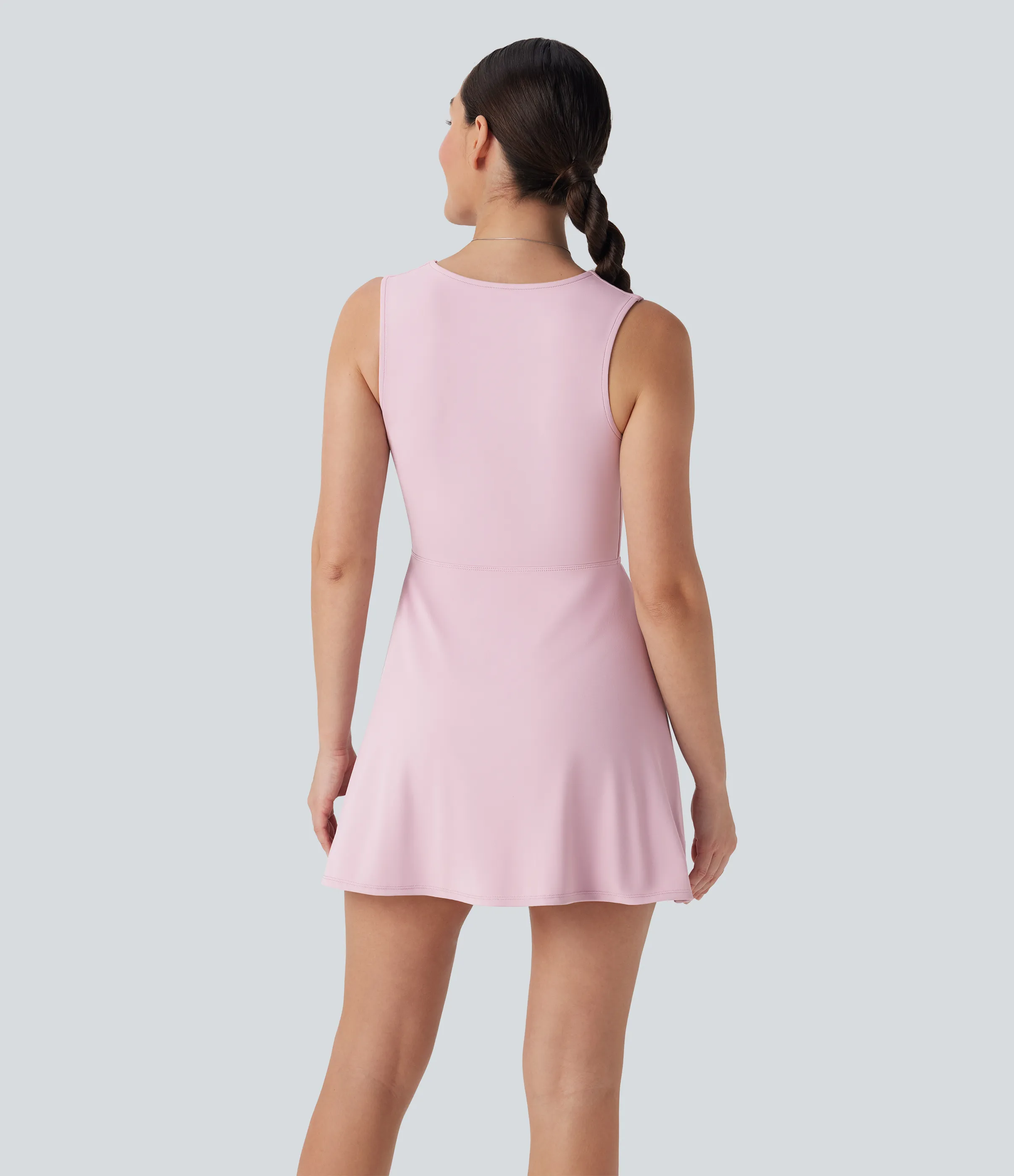 Halara Vestido mini casual de dos piezas con cuello en V sin mangas con botones decorativos y bolsillo - Putty Pink - S sold by Halara product image thumbnail 3