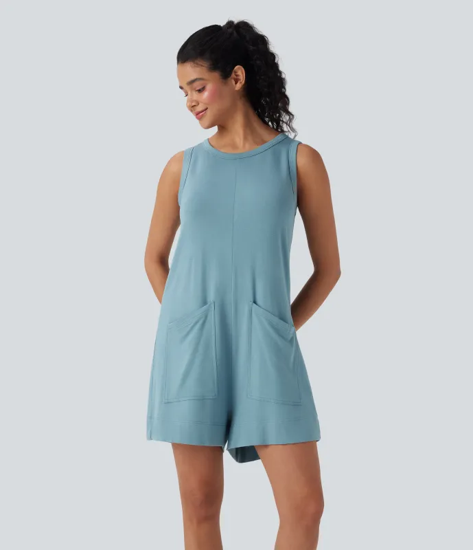 Halara Mono sin manga cuello redondo botón bolsillo - Reef Waters - XS(regular) sold by Halara