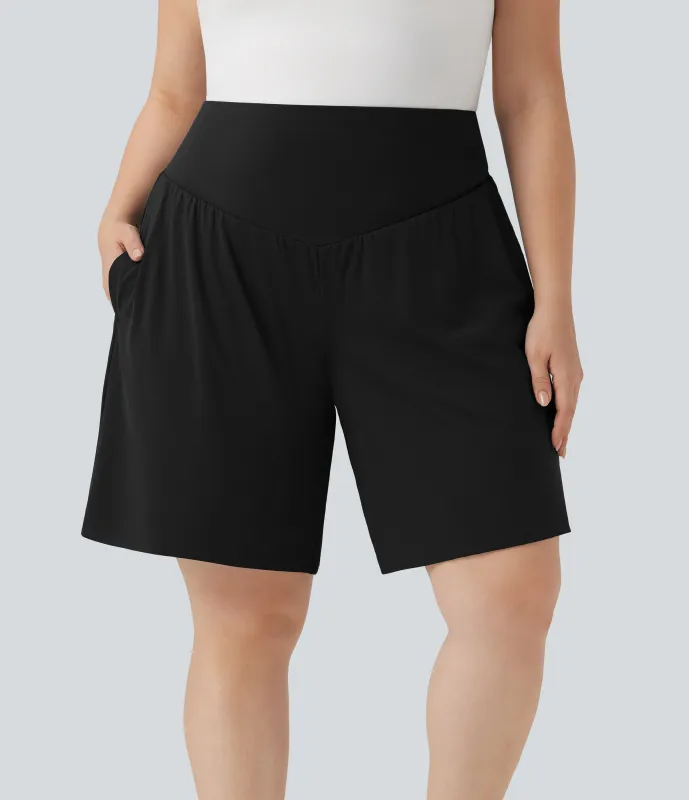 Halara Bermudas de yoga SoftlyZero™ Airy de talla grande de tiro alto con tacto fresco y bolsillos - Black - 1X sold by Halara