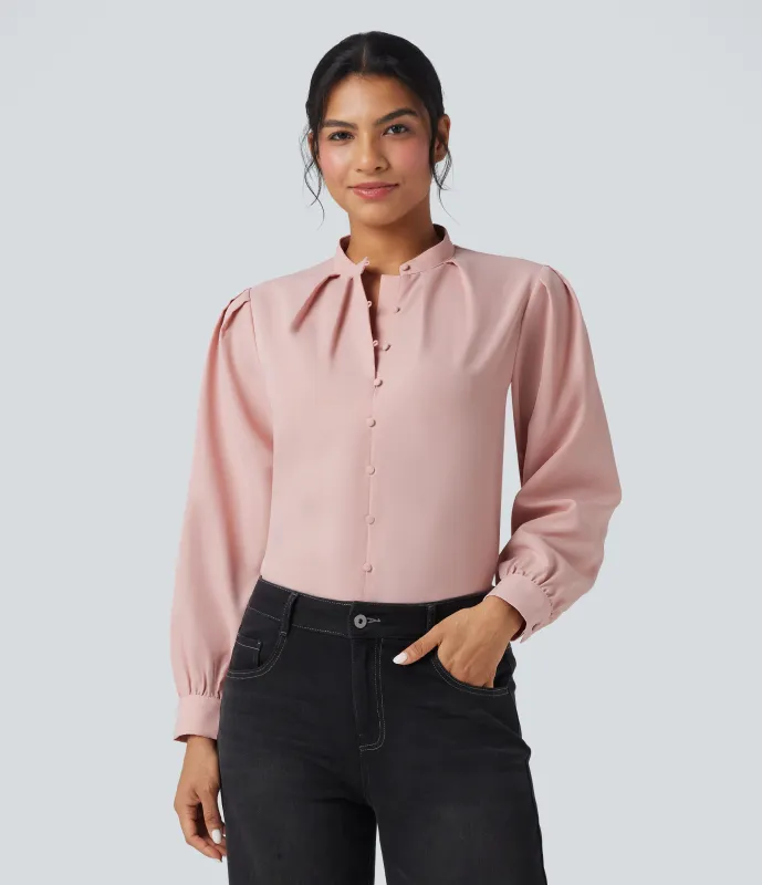 Halara Camisa casual de manga larga con cuello alto - Light Elegant Pink - S sold by Halara