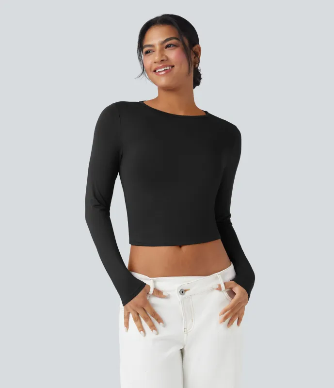 Halara Camiseta casual de manga larga y cuello redondo - Black - XL sold by Halara