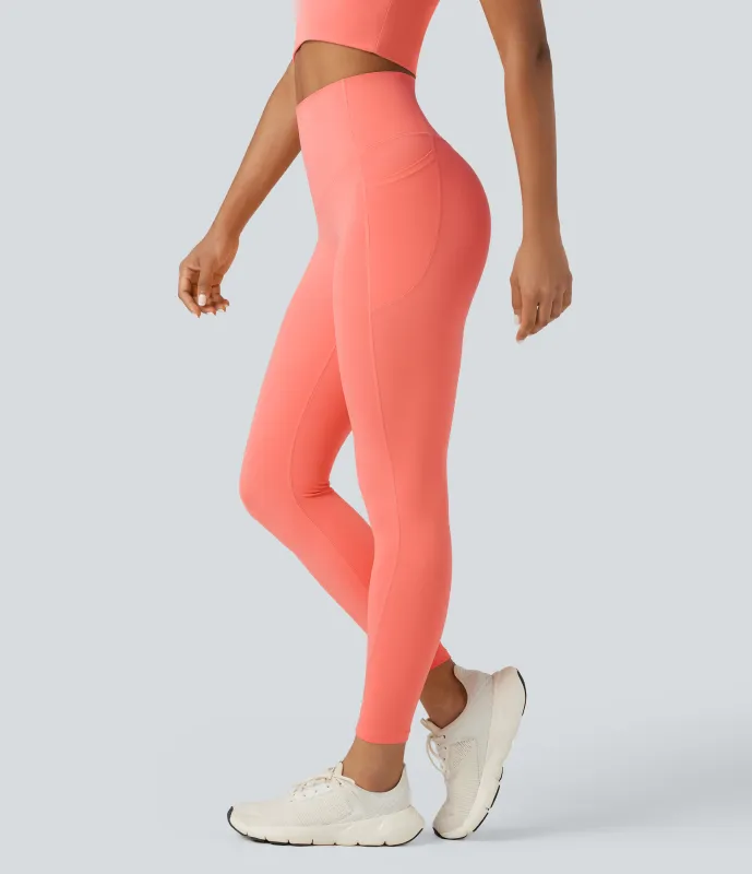 Halara Leggings SoCinched UltraSculpt entrenamiento control abdomen bolsillo lateral tiro alto - Fusion Coral - M(7/8) sold by Halara