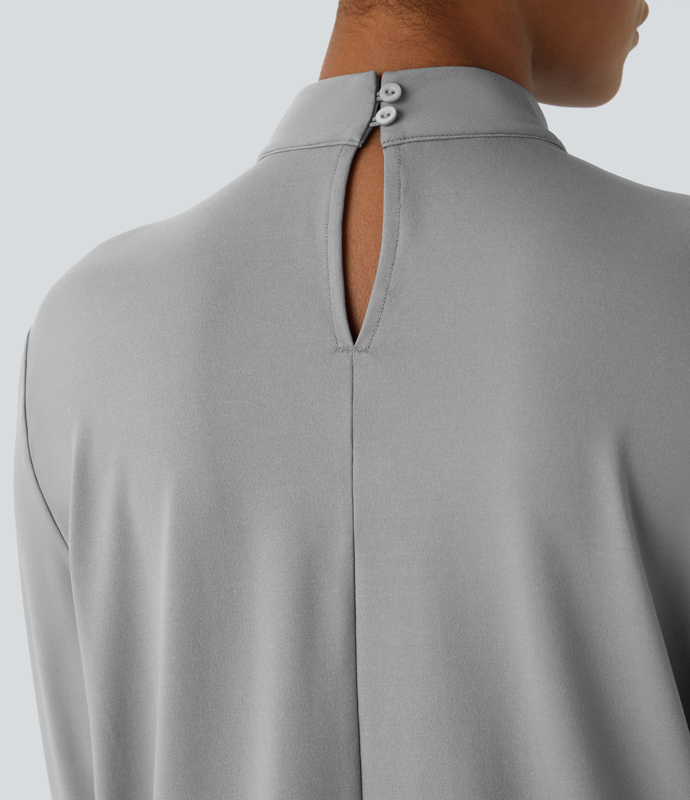 Halara Blusa oficina manga larga botón espalda cuello alto - Ultimate Gray - XS sold by Halara product image thumbnail 5