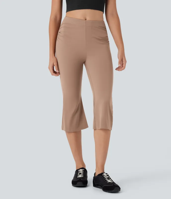 Halara Pantalones de oficina capri acampanados de tiro medio - Café au Lait - M(regular) sold by Halara