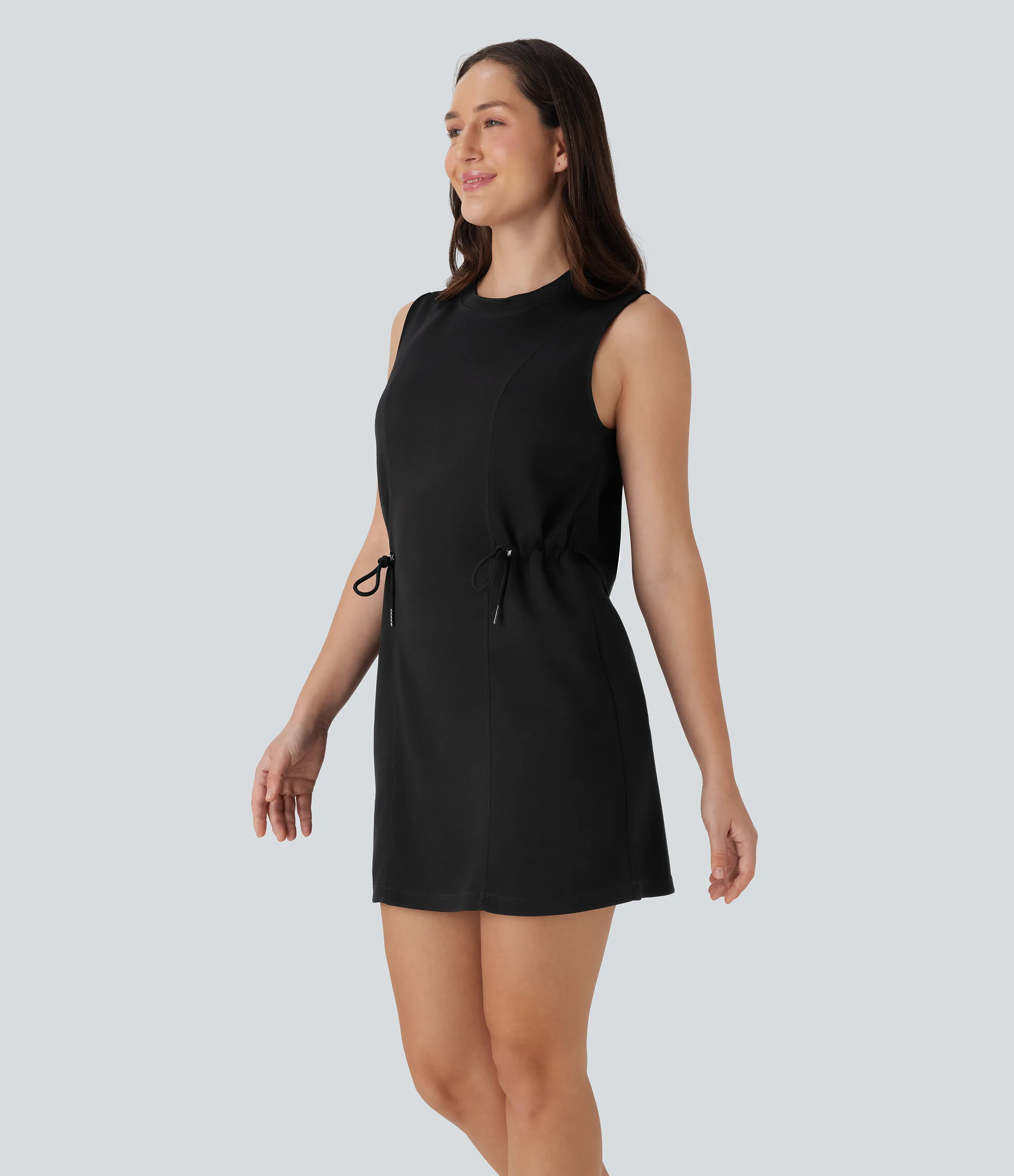 Halara Vestido deportivo de minigolf de dos piezas sin mangas con espalda abierta y cordón ajustable - Black - S sold by Halara product image thumbnail 4