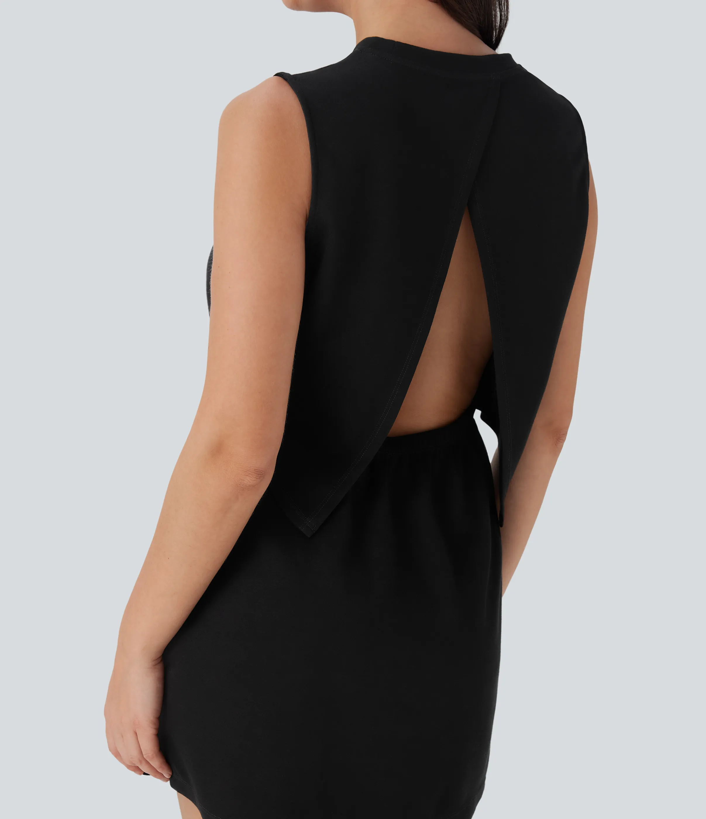 Halara Vestido deportivo de minigolf de dos piezas sin mangas con espalda abierta y cordón ajustable - Black - S sold by Halara product image thumbnail 5