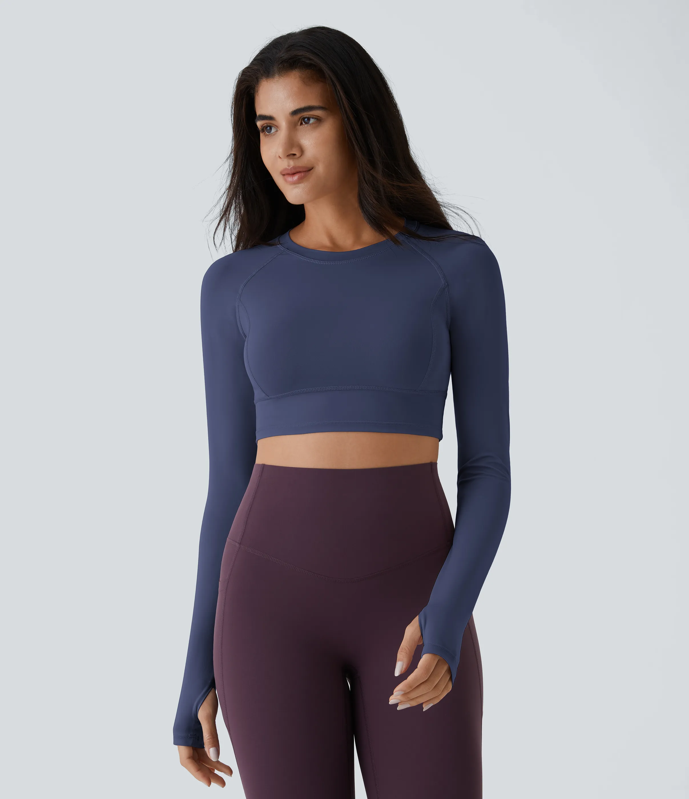 Halara Top deportivo yoga corto abertura para pulgar - Patriot Blue - S sold by Halara product image thumbnail 2