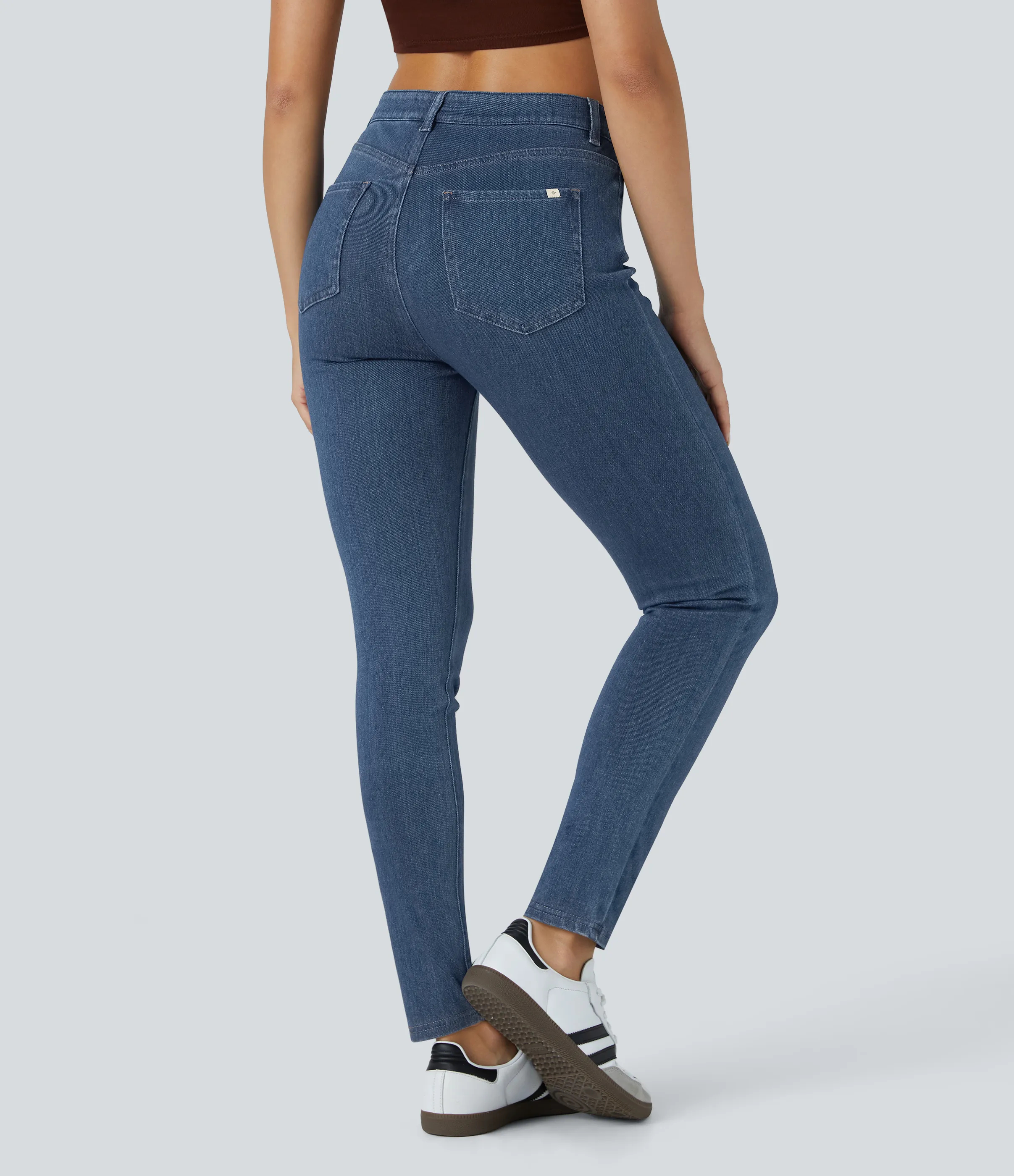 Halara Jeans Halara Flex™ Denim elástico tiro alto cremallera bolsillo - Washed Denim Bleached Blue - M(regular) sold by Halara product image thumbnail 3