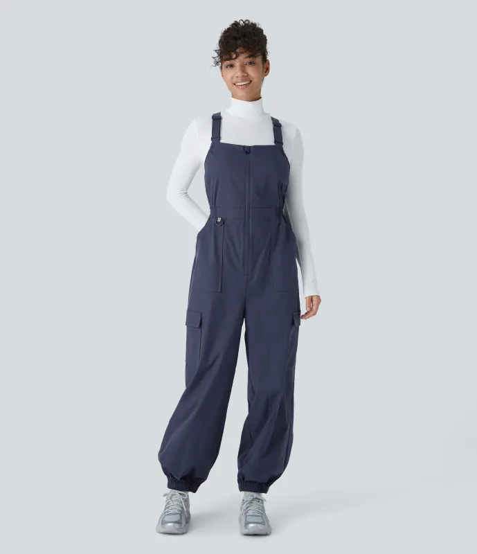 Halara Overoles camping resistente agua resistente desgaste correa ajustable cremallera entrecruzada múltiple bolsillo - Polar Night - S(regular) sold by Halara