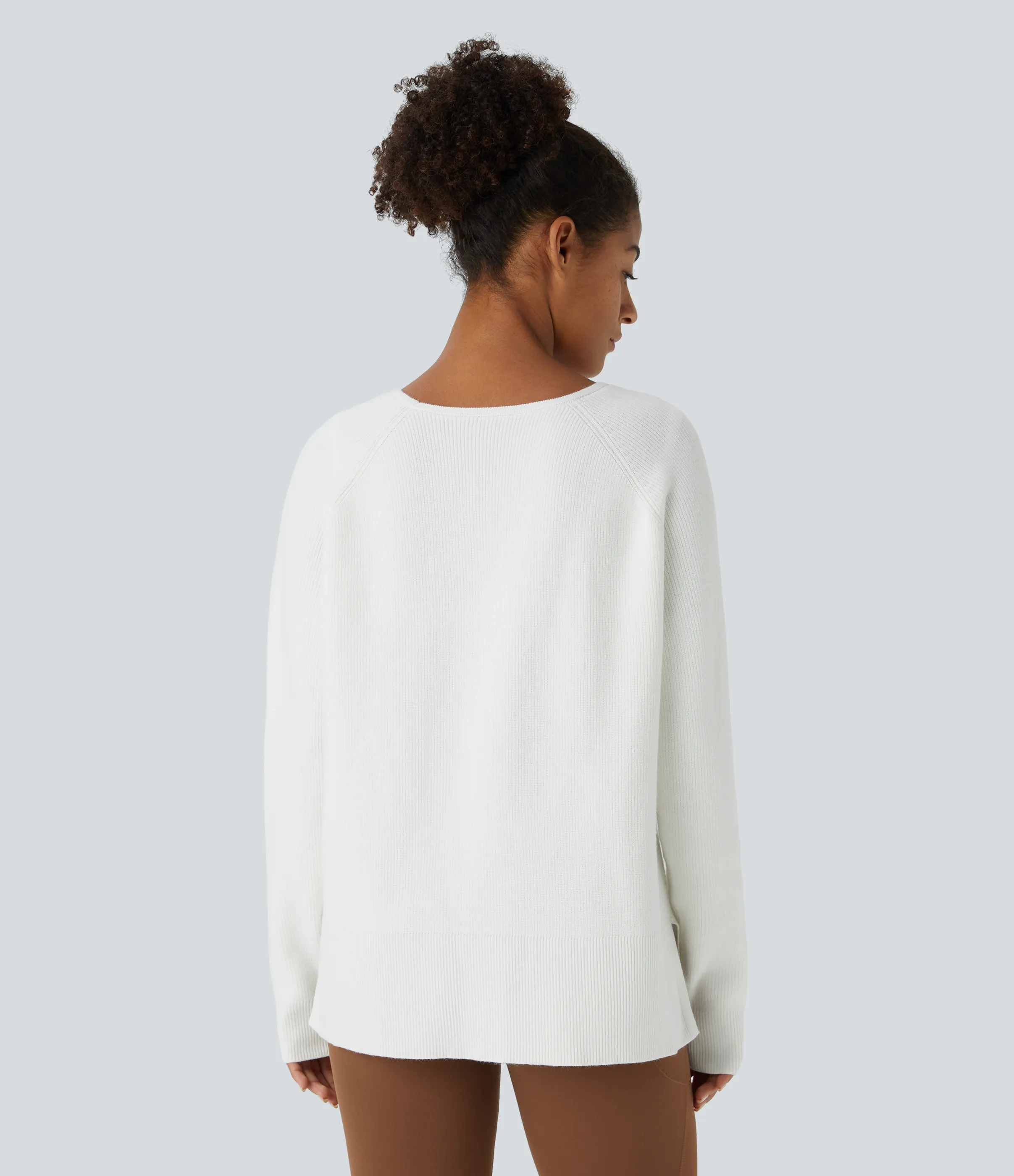 Halara Suéter manga larga cuello V abertura - Star White - S sold by Halara product image thumbnail 3