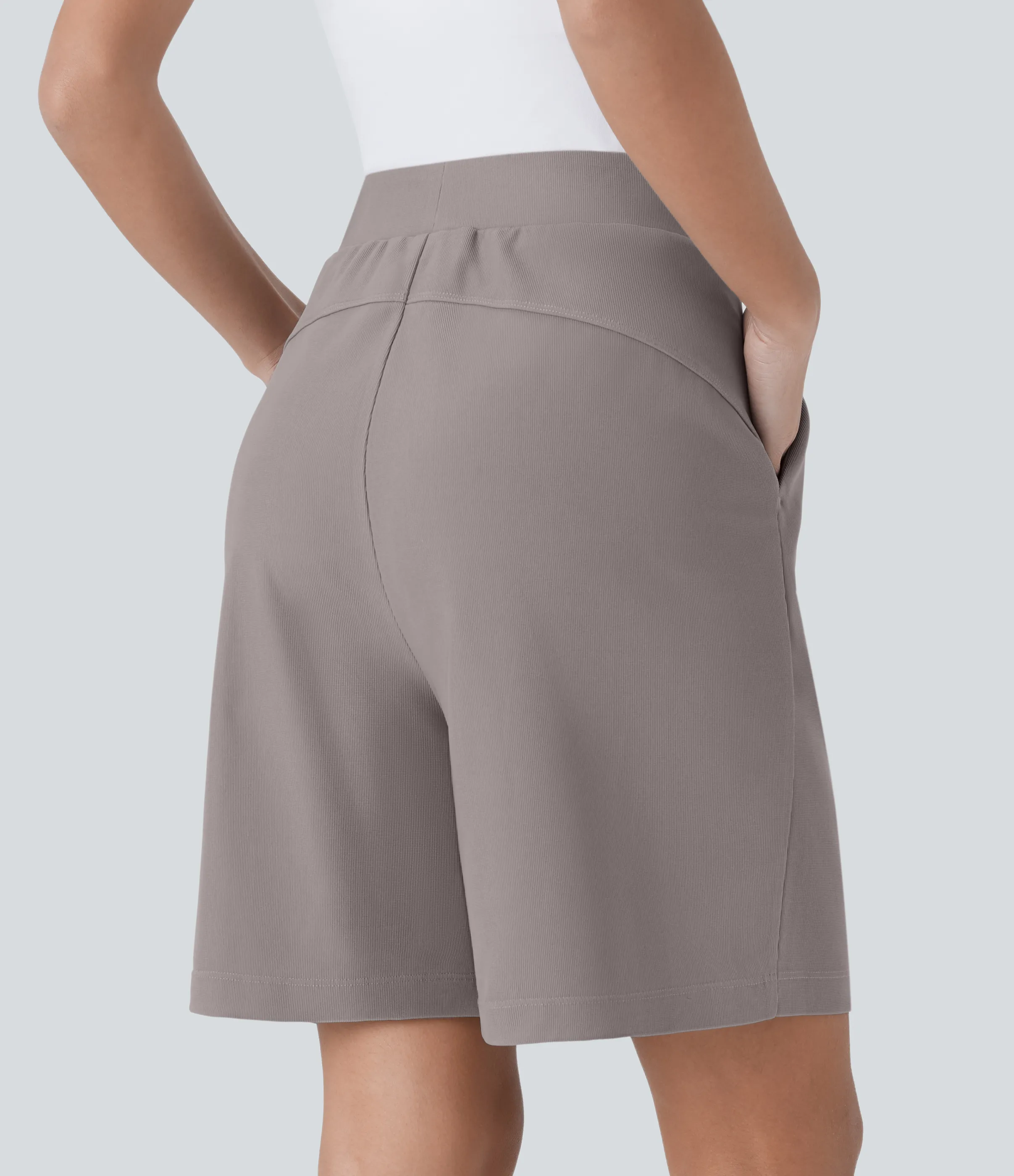 Halara Pantalón corto oficina tiro alto efecto moldeador bolsillo lateral adelgazan cintura - Satellite - L sold by Halara product image thumbnail 3