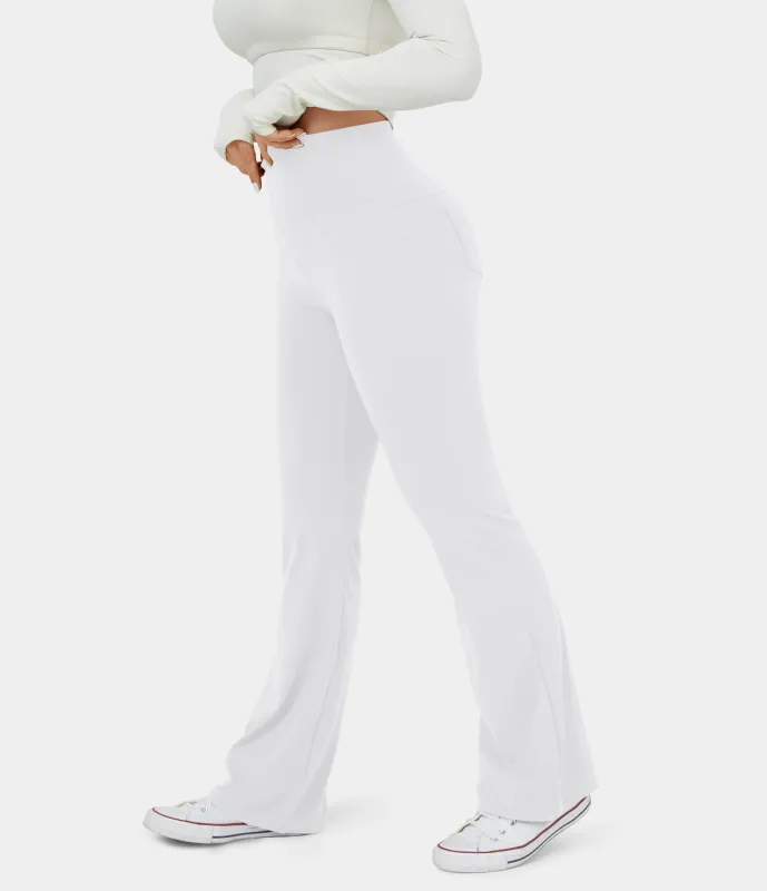 Halara Leggings de yoga acampanados de tiro alto con bolsillos - White - XL(regular) sold by Halara