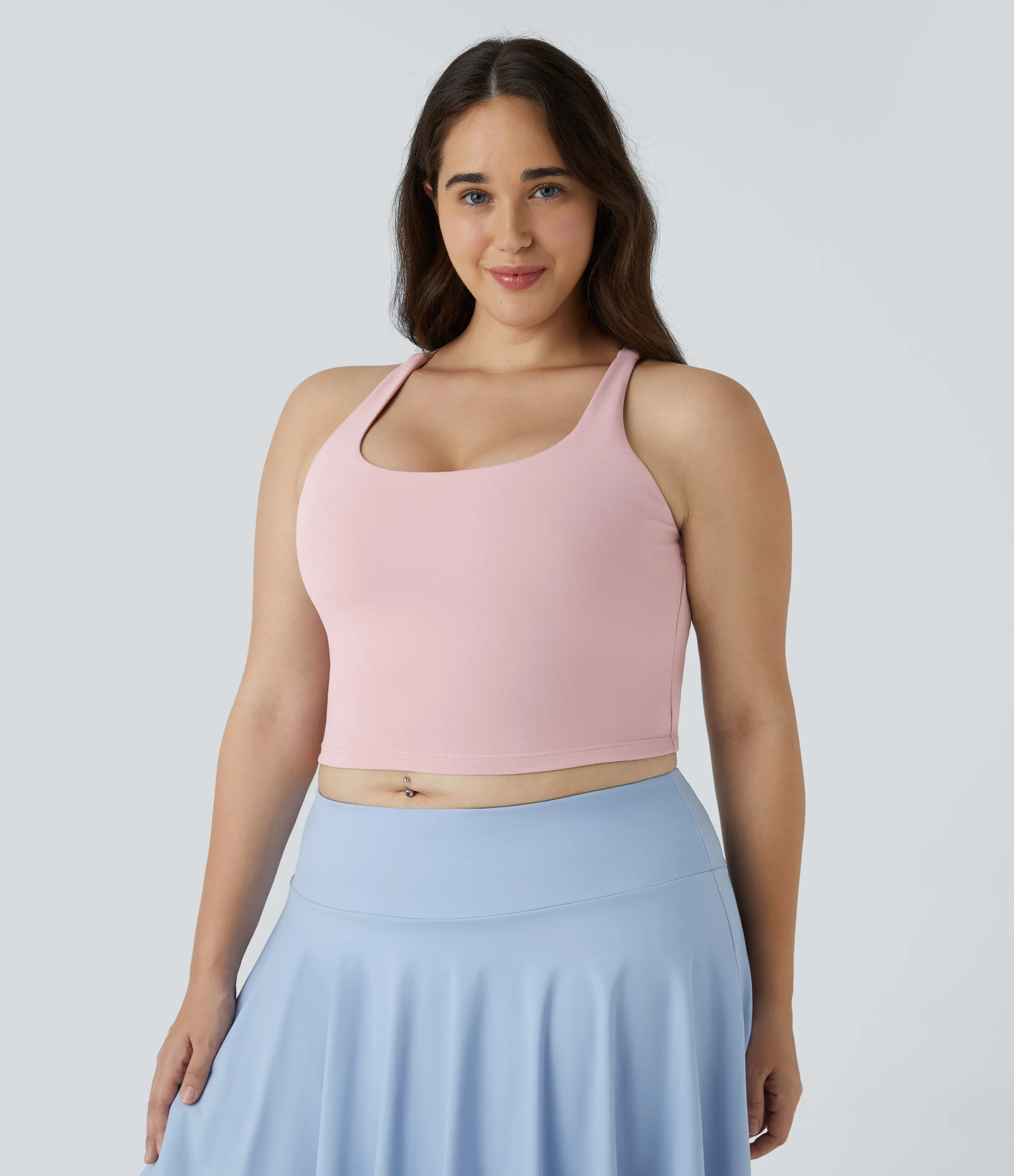 Halara Camiseta sin mangas de yoga en tallas grandes con espalda abierta y cruzada - Peachskin - 1X sold by Halara product image thumbnail 4