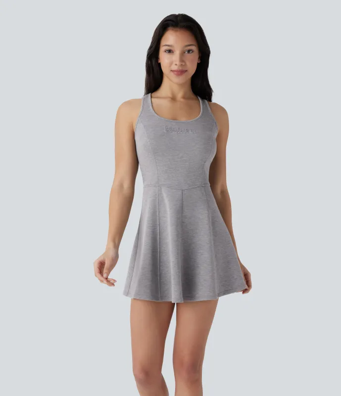 Halara Vestido Mini baile activo cuello U sin mangas espalda cruzada - Mottled Grey - M sold by Halara