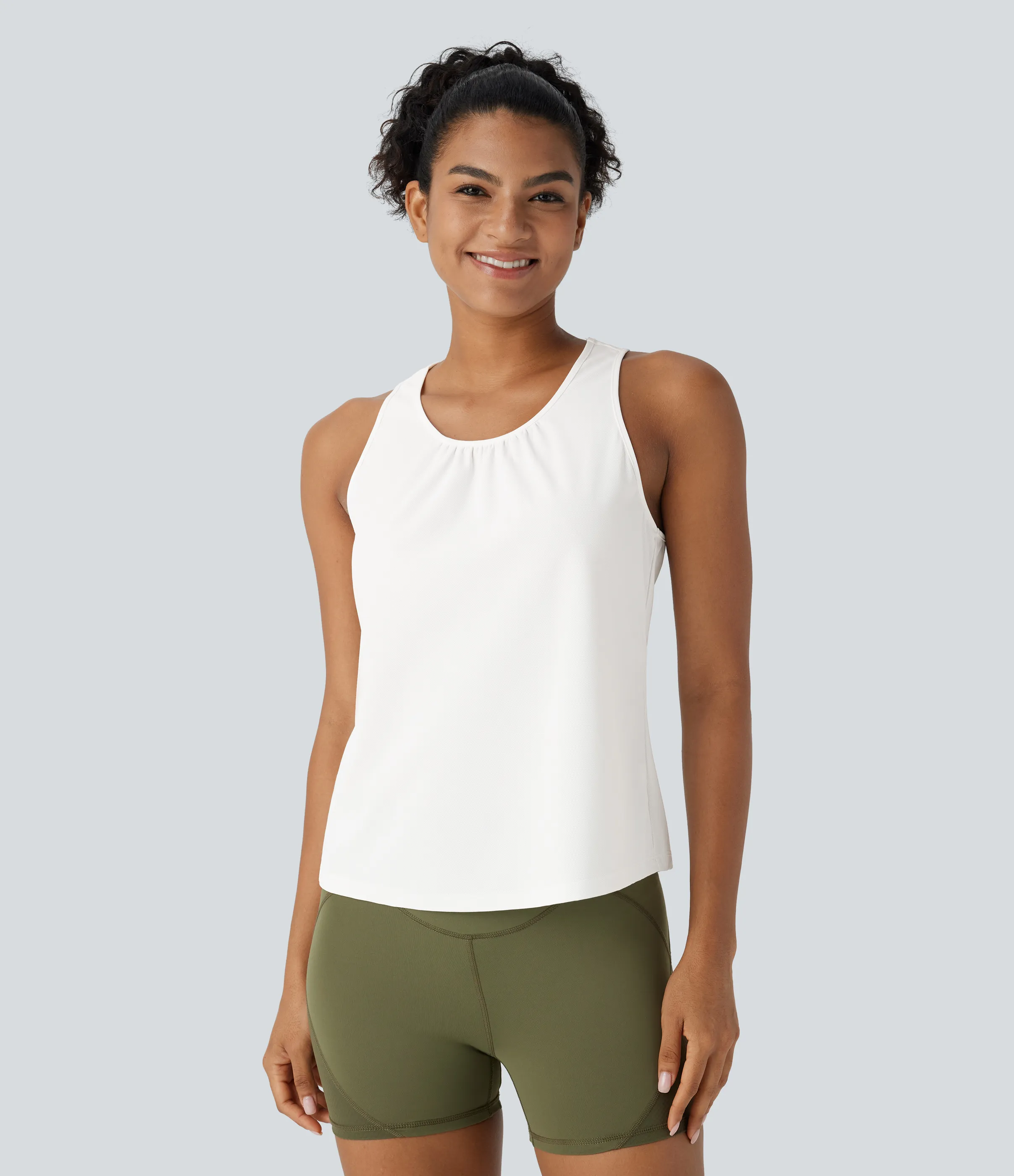 Halara Camiseta tirante running secado rápido espalda deportiva dobladillo curvo - UPF 50+ - White - L sold by Halara