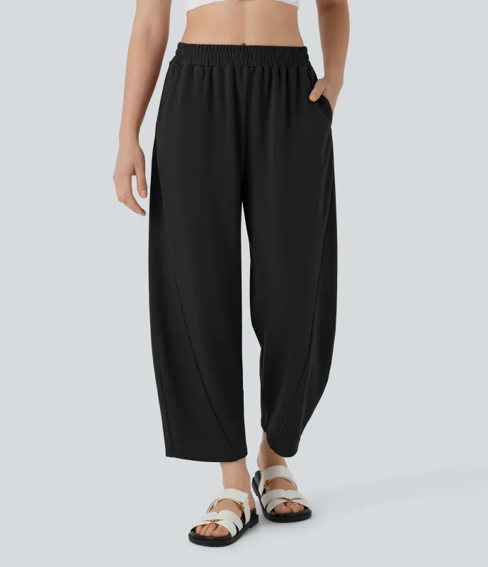 Halara Pantalón tiro medio bolsillo lateral pierna ancha - Black - XS(regular) made by Halara