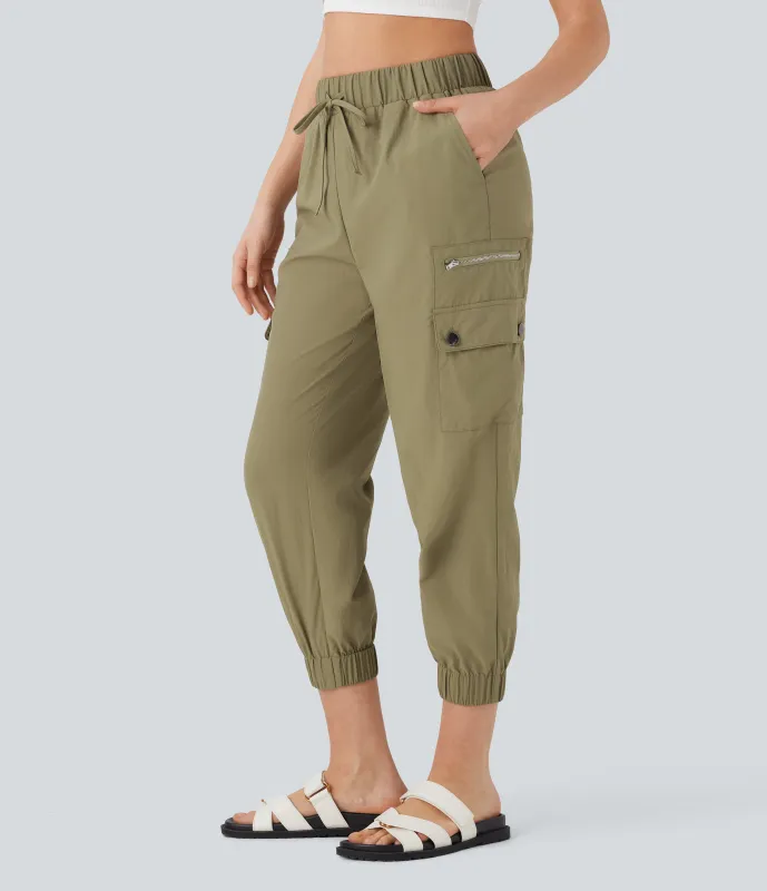 Halara Pantalones cargo casuales de tiro alto con cordón y múltiples bolsillos - Cedar - S(regular) sold by Halara