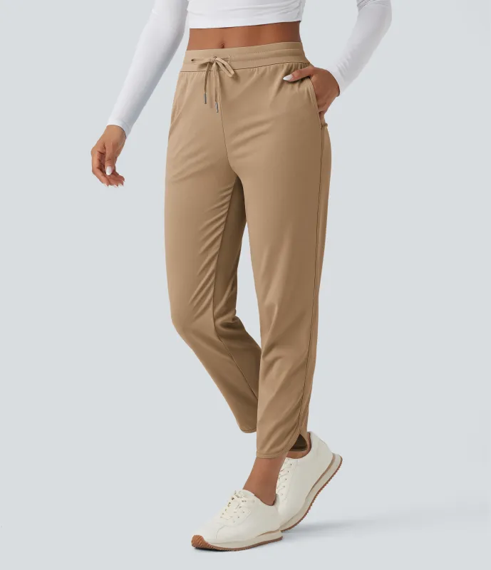 Halara Pantalones de golf ajustados de tiro medio con cordón, dobladillo curvo y secado rápido con bolsillos - UPF 40+ - Cartouche - XS(regular) sold by Halara