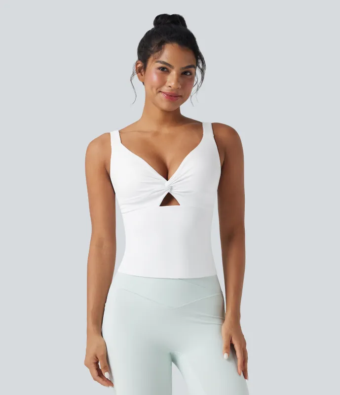 Halara Camiseta de yoga SoftlyZero™ Airy retorcida cut-out y UPF 50+ - White - M(Long) sold by Halara