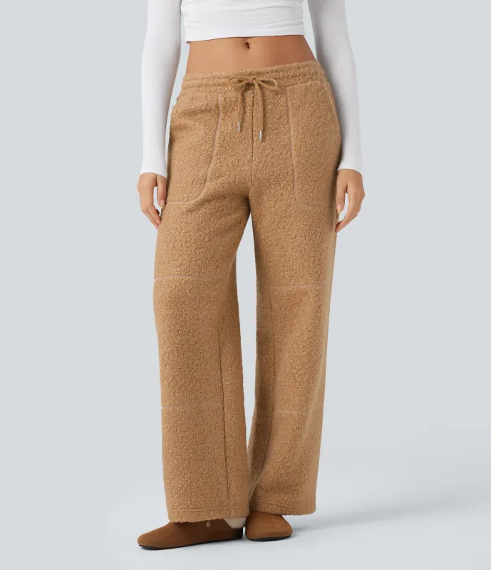 Halara Pantalones holgados casuales de tiro medio con cordón y bolsillos - Biscuit - M(regular) sold by Halara