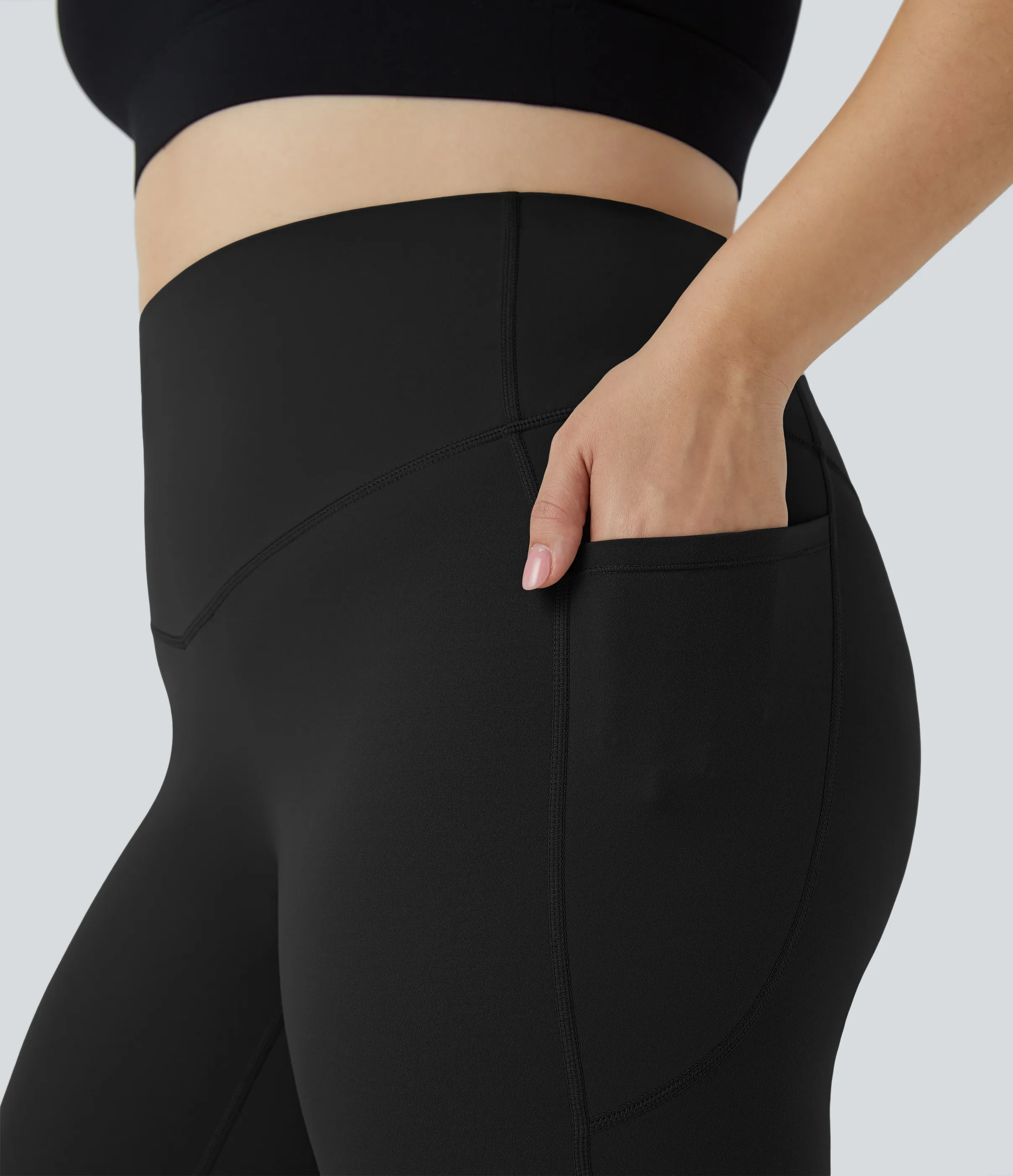 Halara Leggings SoCinched talla grande entrenamiento bolsillo lateral moldeador abdomen tiro alto - Black - 1X(7/8) sold by Halara product image thumbnail 5