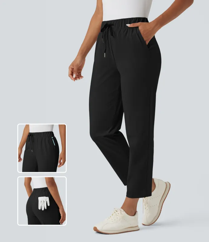 Halara Pantalones de golf ajustados con secado rápido de tiro alto con bolsillos, cordón y bolsillo para tee de golf - Black - S(regular) sold by Halara