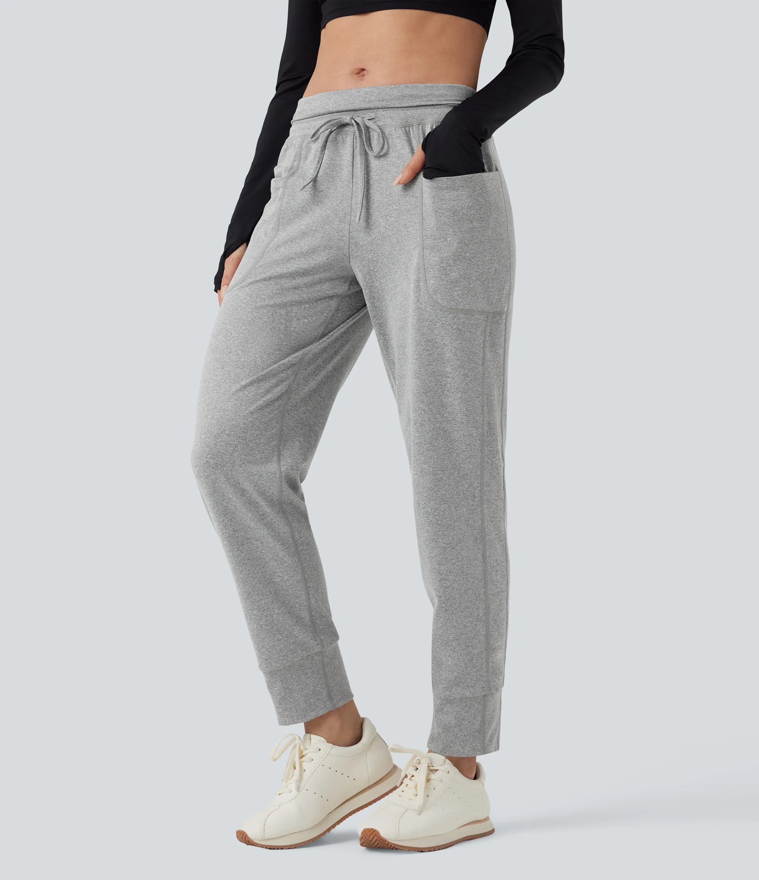 Halara Pantalones de yoga fruncidos de tiro alto con cordón y bolsillos - Fog Gray - S(regular) sold by Halara product image thumbnail 5