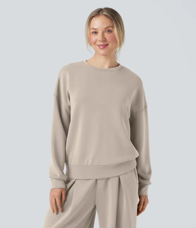 Halara Sudadera casual con escote redondeado de manga larga y espalda cruzada - Rainy Day - L sold by Halara