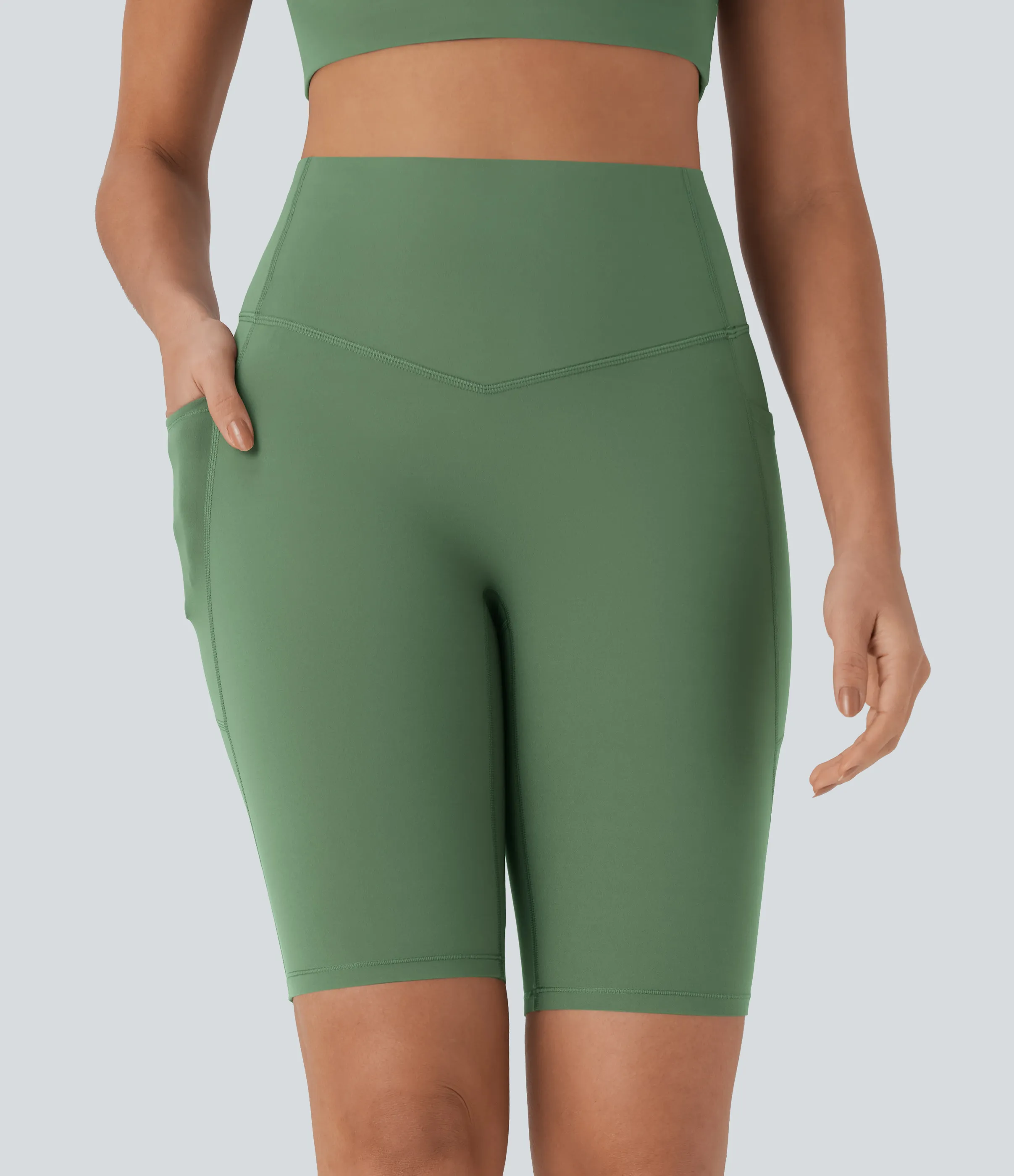 Halara Shorts biker Halara UltraSculpt™ moldeadores tiro alto con reductor de abdomen y bolsillos laterales 22.8cm - Kashmir - XS sold by Halara product image thumbnail 4