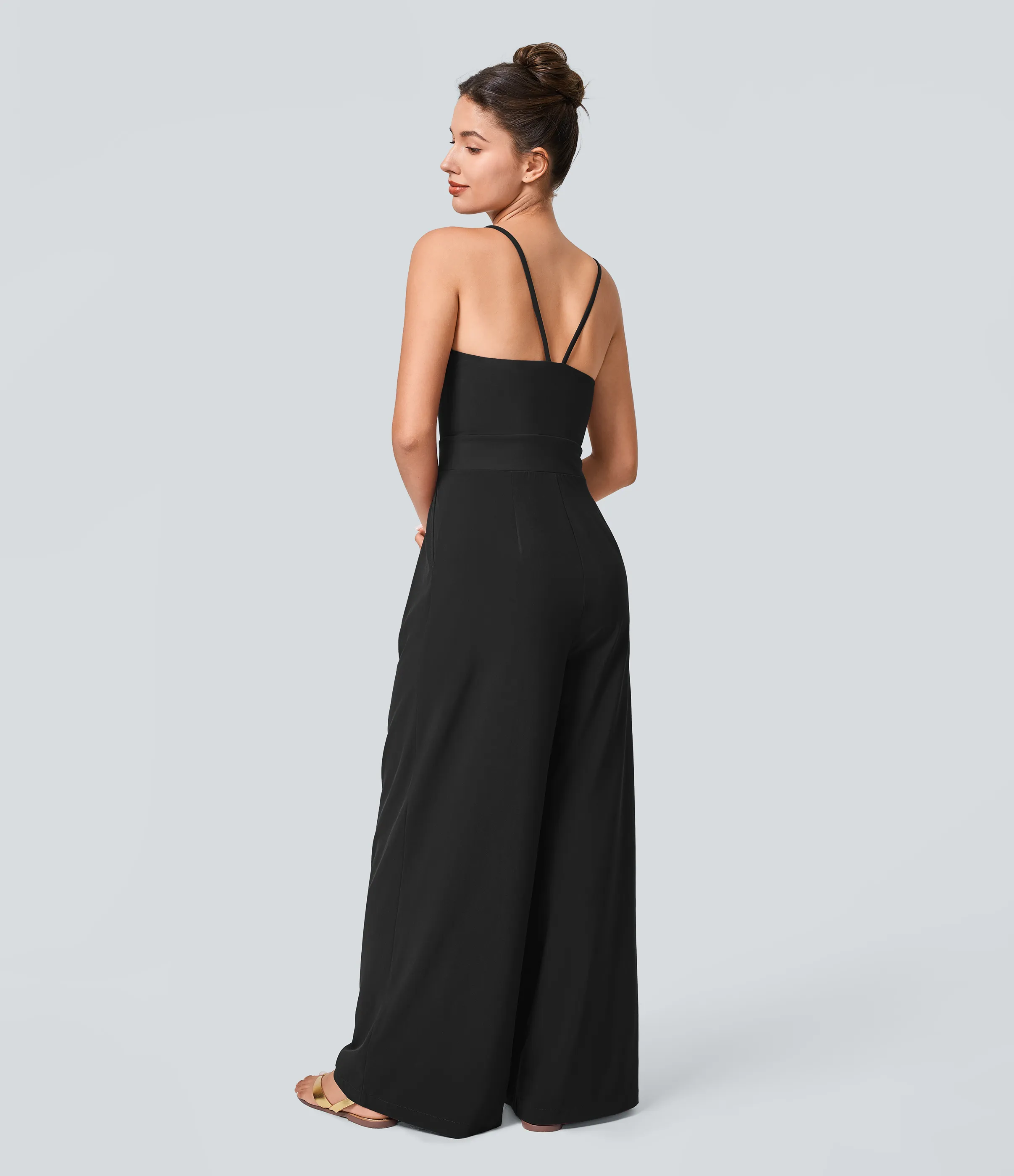 Halara Mono Breezeful™ Resort sin espalda cremallera lateral invisible bolsillo pierna ancha secado rápido - Black - M(regular) sold by Halara product image thumbnail 3