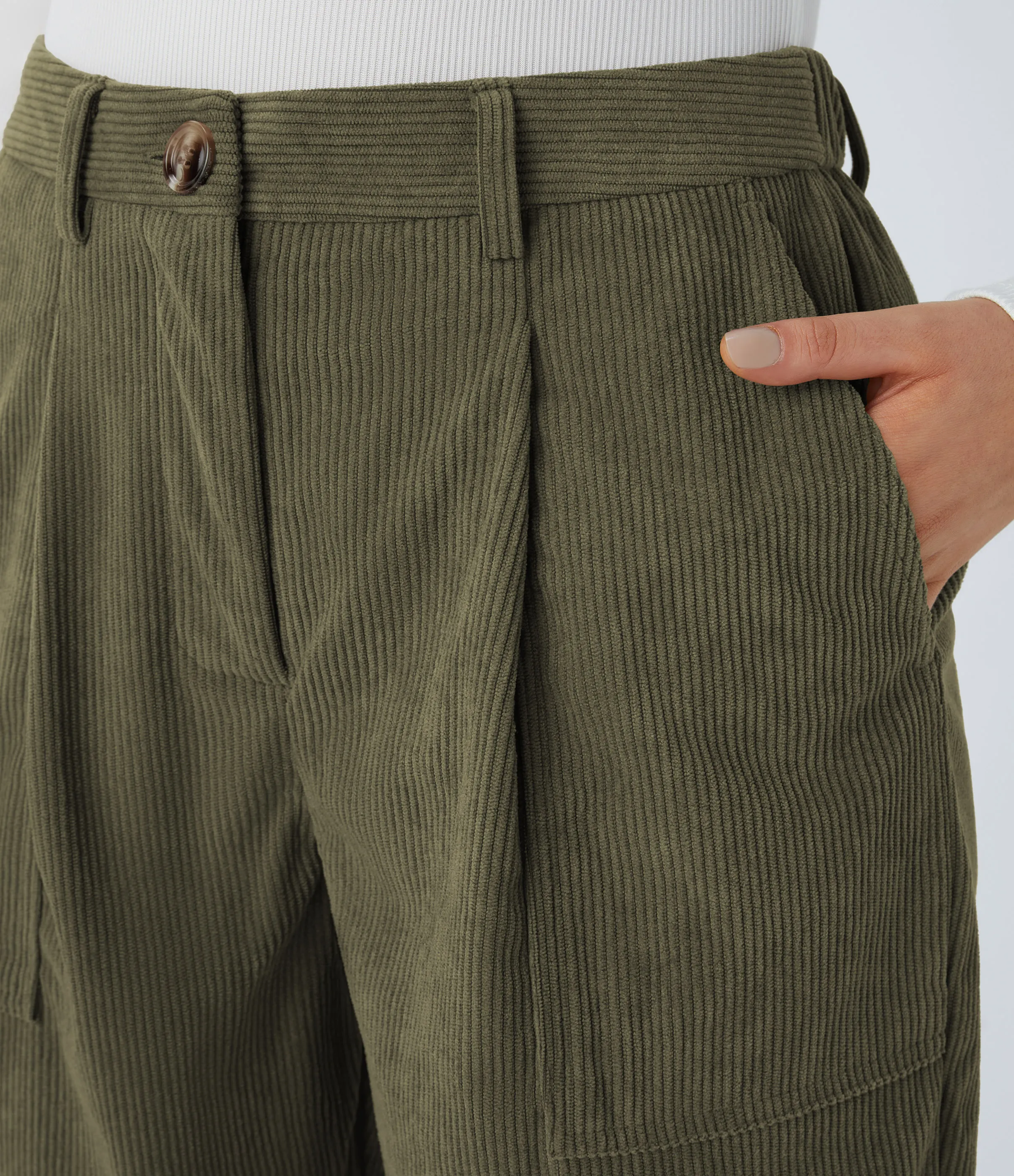 Halara Pantalón deportivo pana cremallera botón tiro medio múltiple bolsillo - Hazel Mist Green - M(petite) sold by Halara product image thumbnail 5