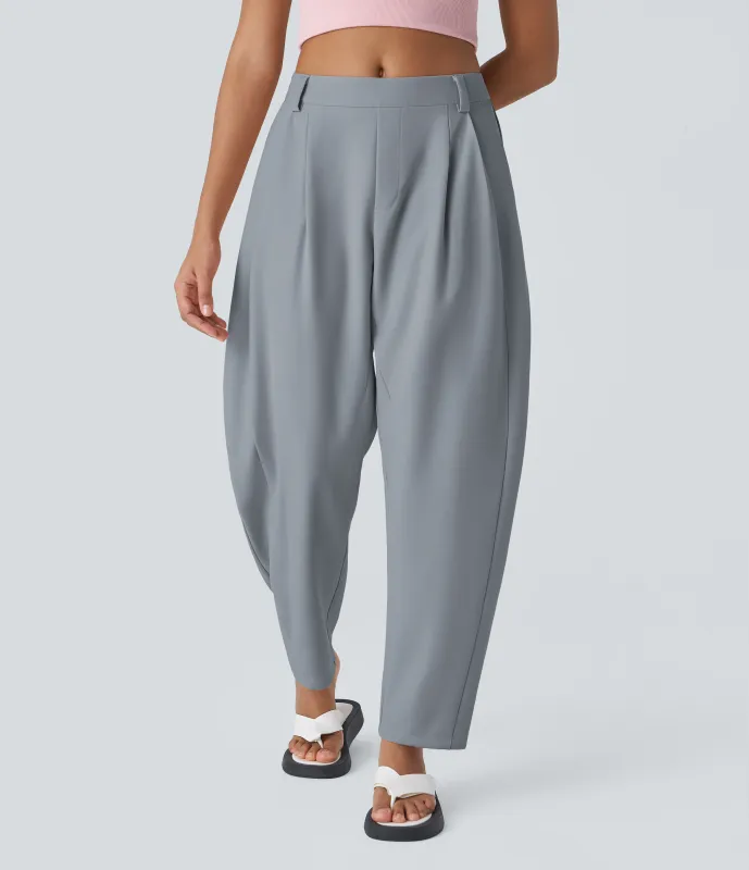 Halara Pantalón oficina pierna barril bolsillo lateral plisado tiro medio - Weathervane - XL(regular) sold by Halara