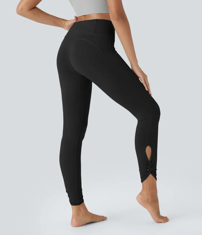 Halara Leggings Softlyzero™ yoga retorcido corte bolsillo trasero tiro alto UPF50+ - Black - XS(7/8) sold by Halara