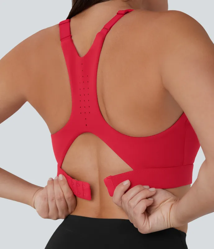 Halara Brasier deportivo SpeedWave™ con secado rápido de sujeción media, copas moldeadas y perforado con gancho ajustable y en copas A-C - Poinsettia - XL sold by Halara