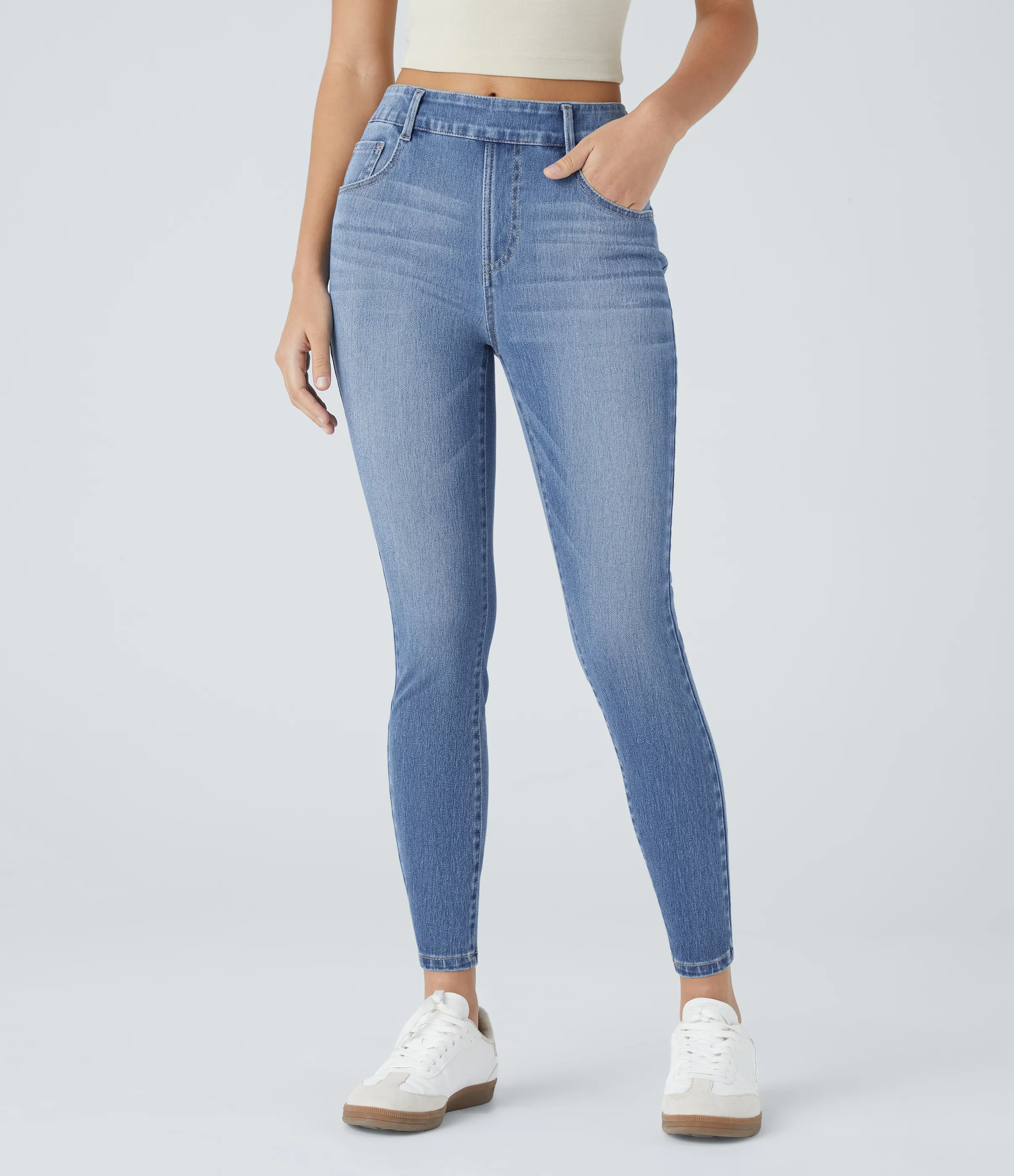 Halara Jeans Halara Flex™ Denim ajustado elástico múltiple bolsillo tiro medio - Blue Spruce Denim - XS(regular) sold by Halara product image thumbnail 4
