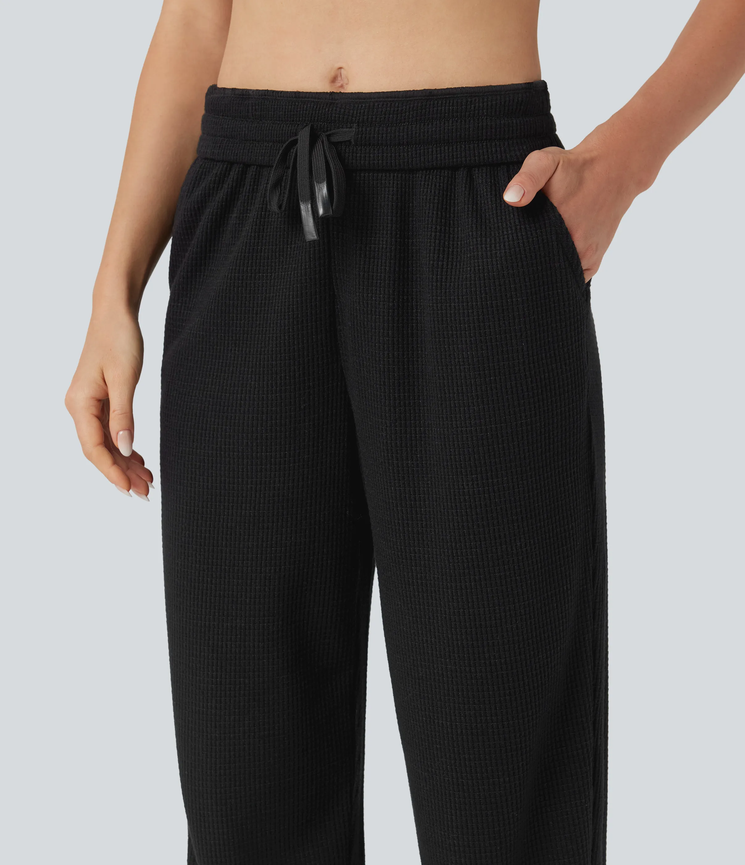 Halara Joggers casuales de tiro alto con cordón y bolsillos - Black - S(regular) sold by Halara product image thumbnail 5
