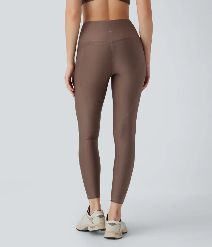 Halara Leggings deportivo tiro alto bolsillo lateral efecto brillante - Hay Brown - M(7/8) sold by Halara