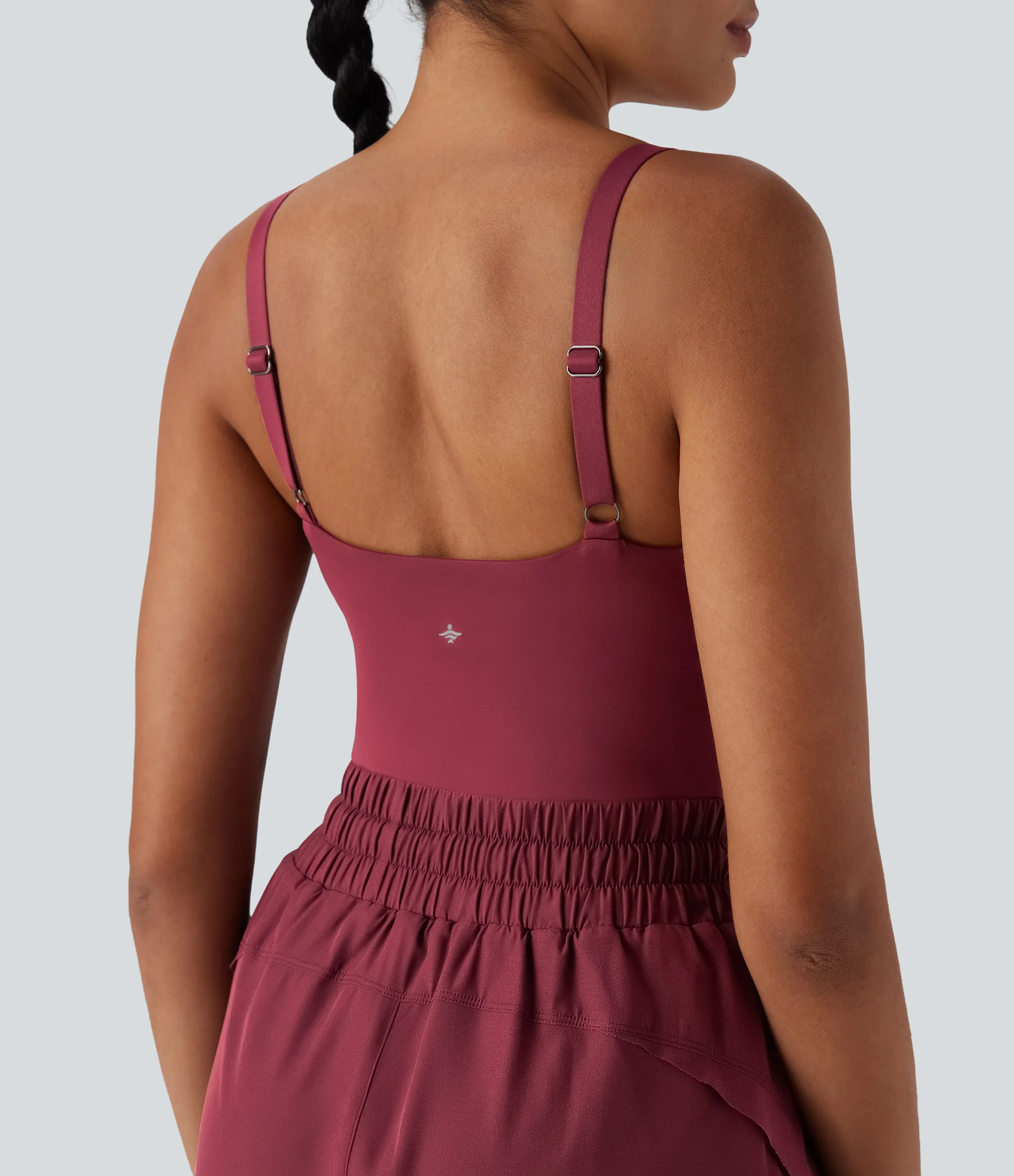 Halara Jumpsuit 2 en 1 para running con espalda descubierta, fruncido y cordón ajustable con bolsillos laterales - Cordovan - L(regular) sold by Halara product image thumbnail 5