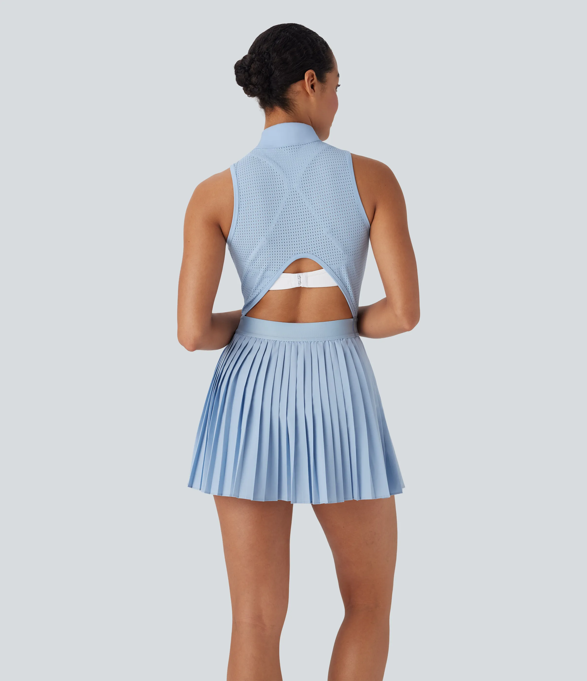 Halara Vestido corto de tenis 2 en 1 Breezeful™ plisado de secado rápido sin mangas y con bolsillos laterales - Thin Ice Blue - XL sold by Halara product image thumbnail 5