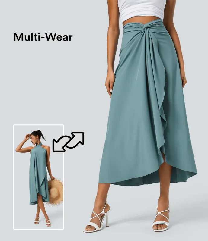 Halara Falda para vacaciones Breezeful™ de secado rápido con espalda torcida y lazo en la espalda de tiro alto  - Stone Blue - XS(regular) sold by Halara