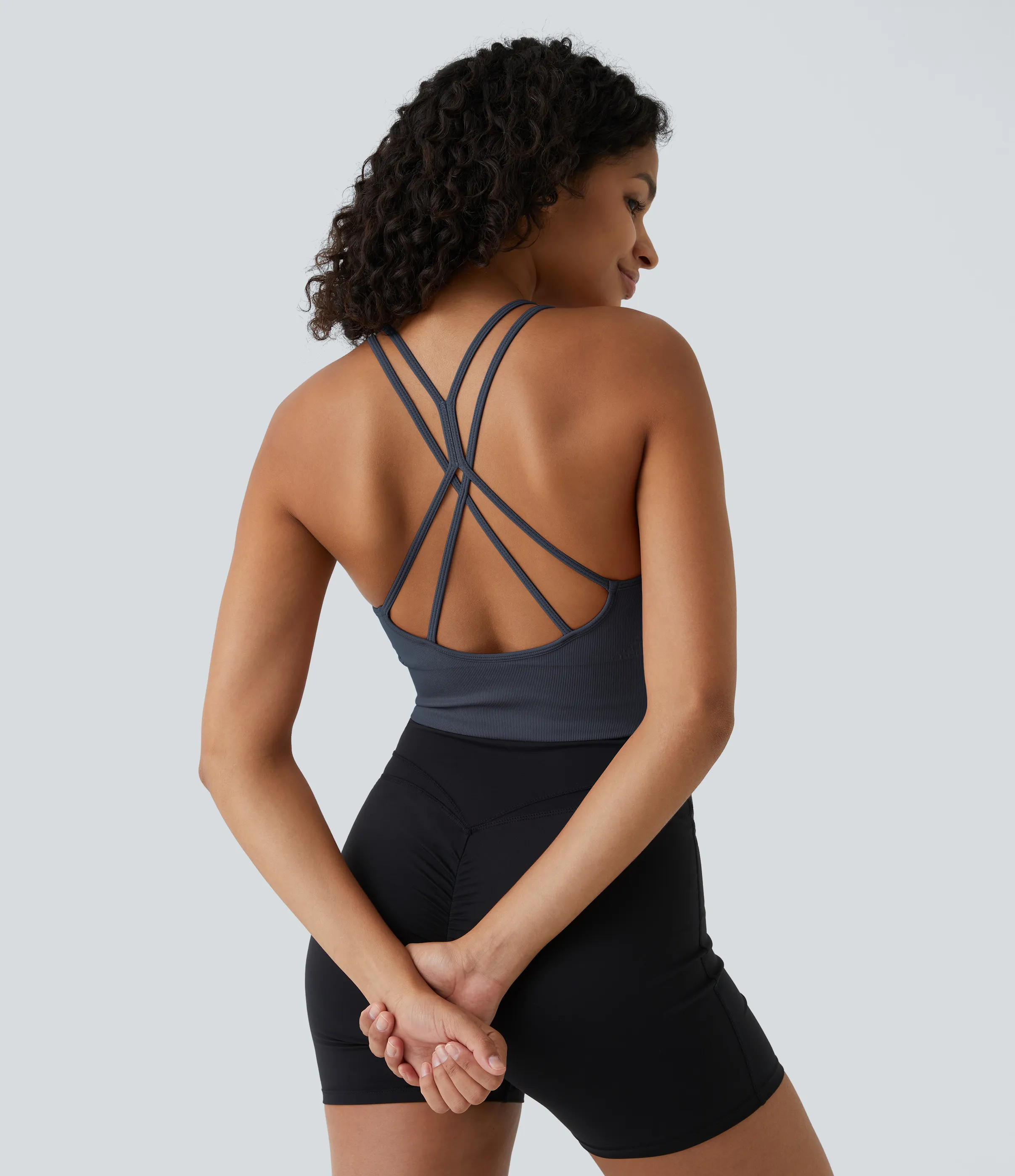 Halara Brasier deportivo Seamless Flow de sujeción baja, fruncido y tirantes dobles en copas D-F - Spellbound - S sold by Halara product image thumbnail 2