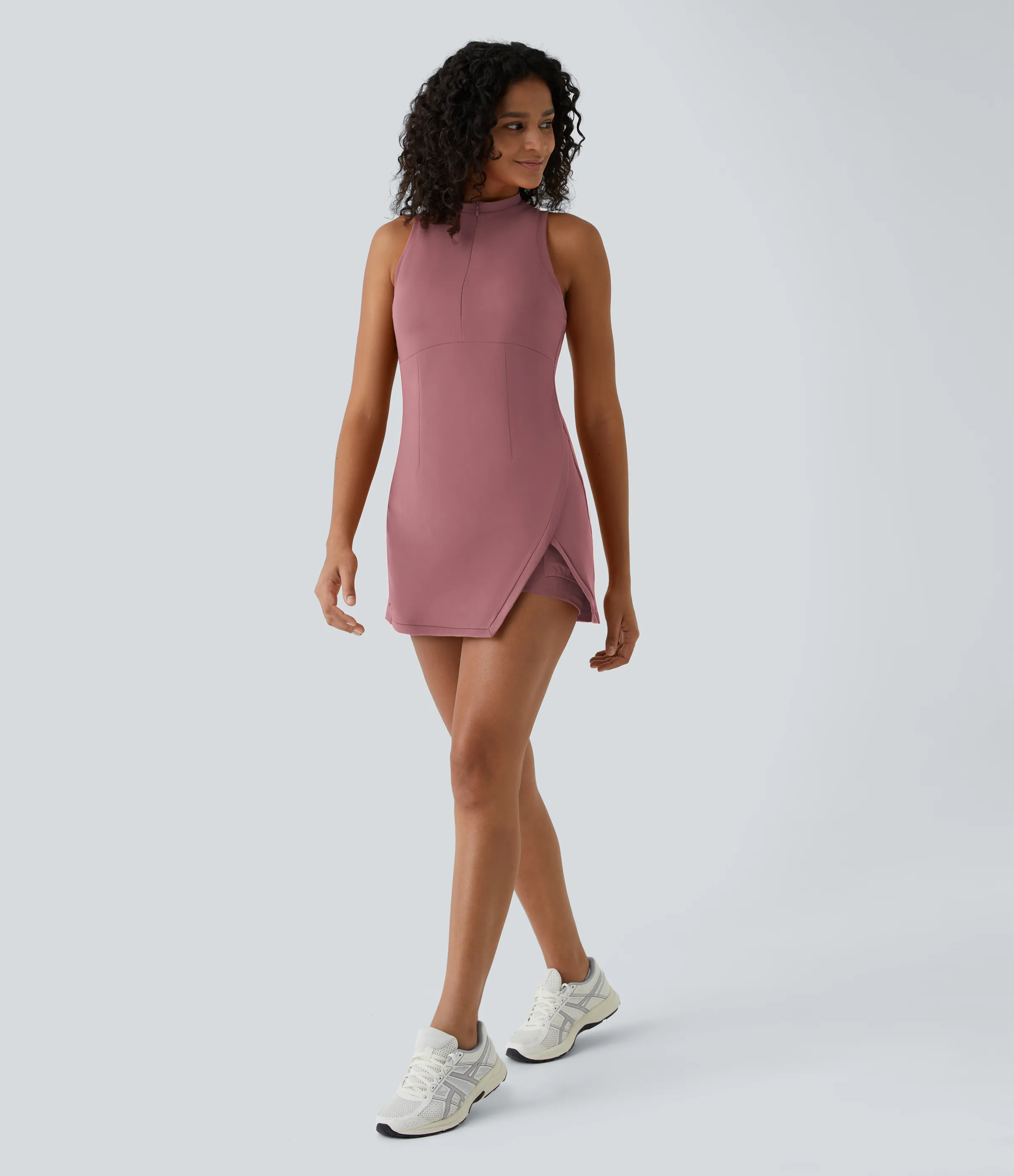 Halara Mini vestido tenis 2 piezas bolsillo lateral dividido cremallera sin mangas - Carmine Red - L sold by Halara product image thumbnail 5