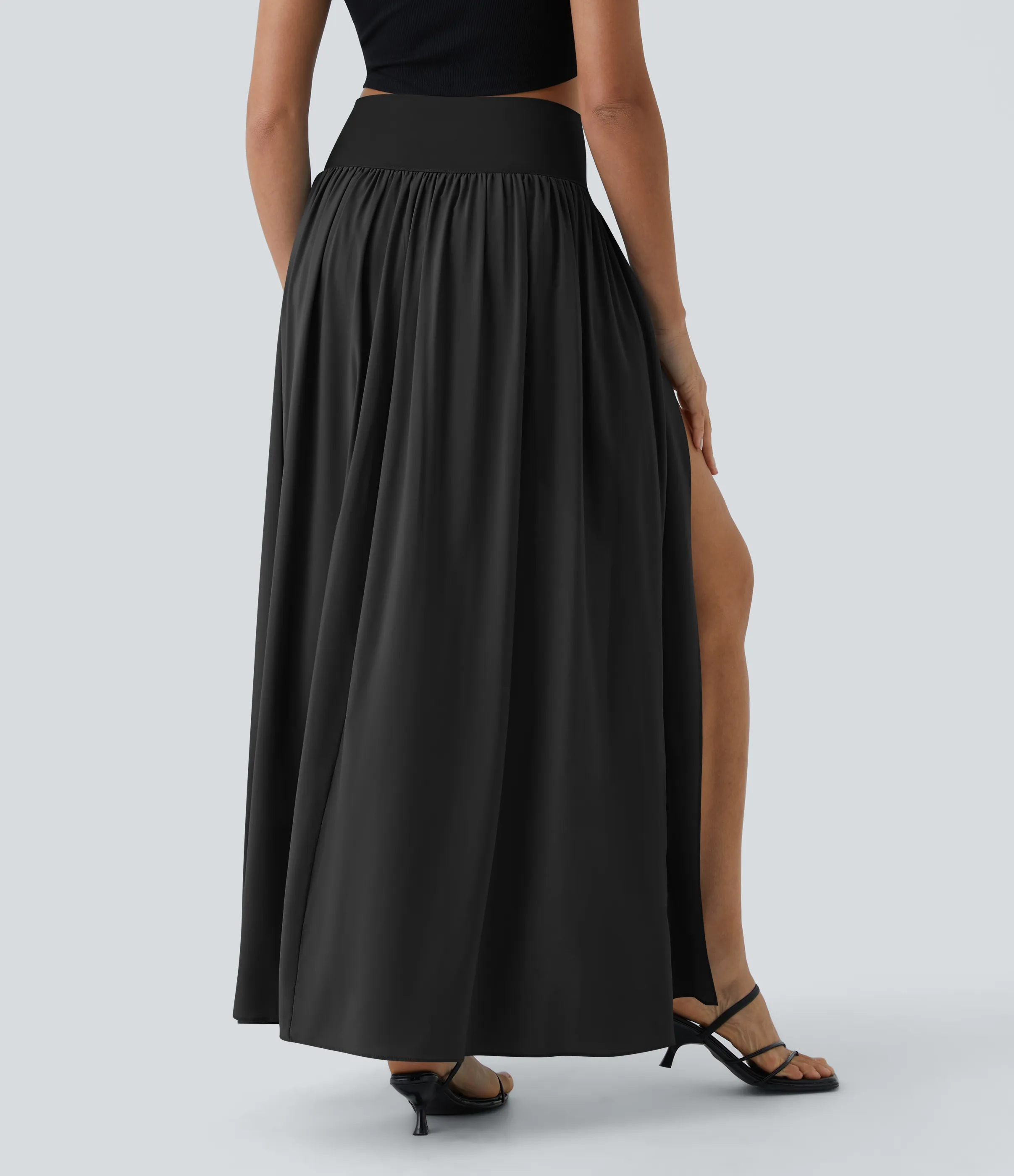 Halara Falda maxi Breezeful™ 2 en 1 fluida secado rápido división plisada tiro alto - Black - XL(regular) sold by Halara product image thumbnail 3