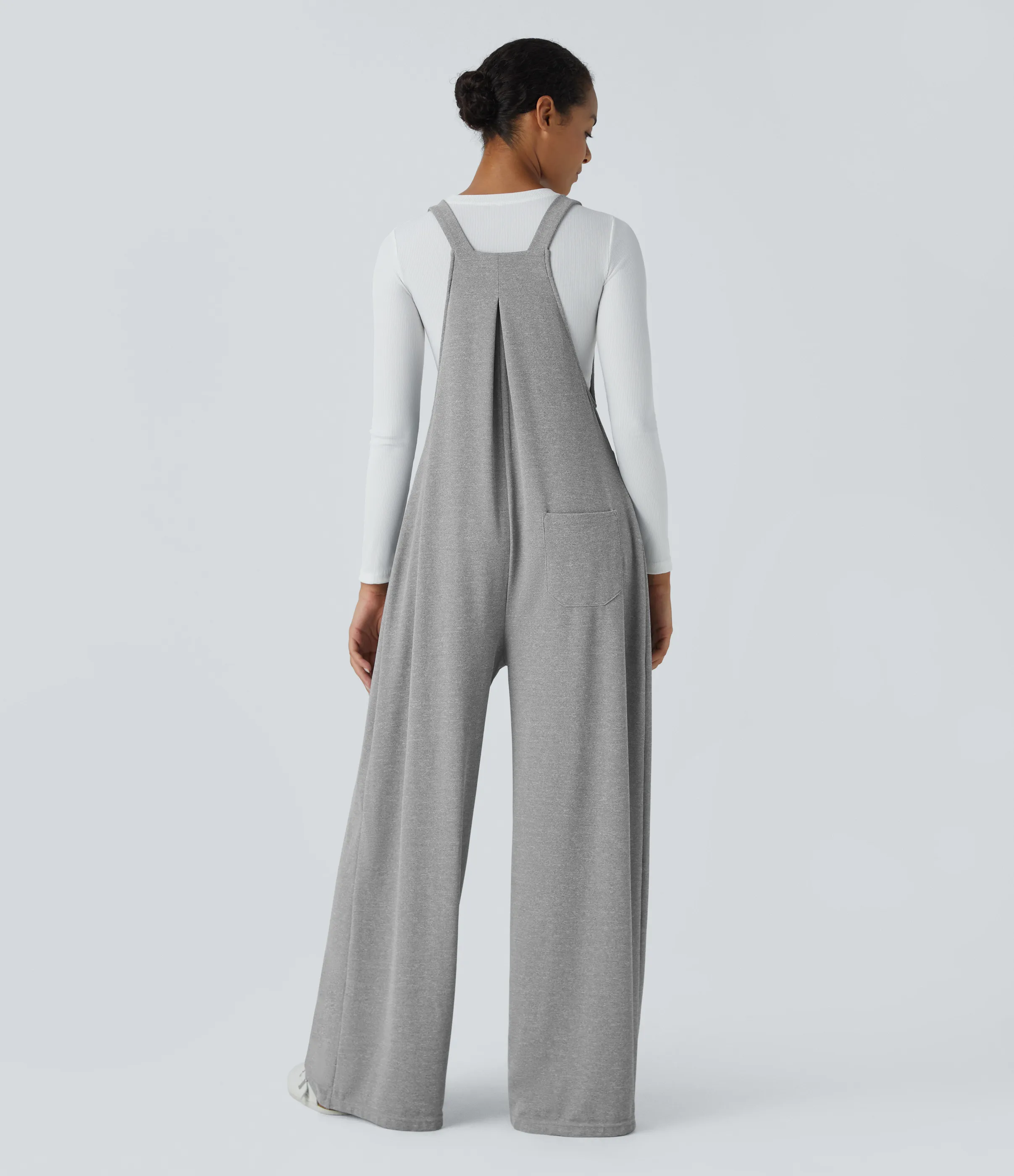 Halara Overol botón correa ajustable bolsillo múltiple gofre plisado - Waffle Gray - XL(regular) sold by Halara product image thumbnail 3