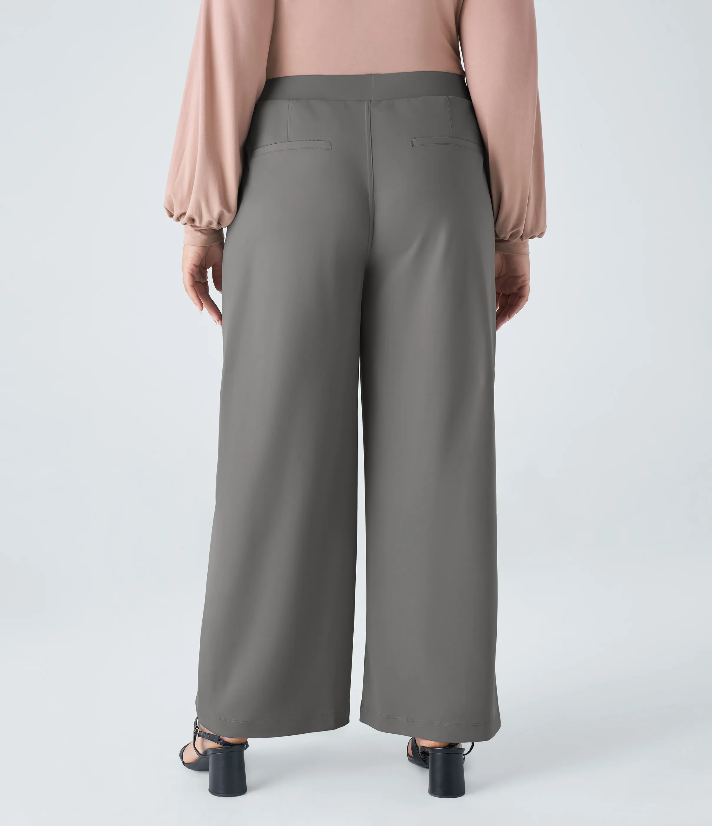 Halara Pantalón oficina tiro alto recto bolsillo lateral pinzas talla grande - Silent Storm - 2X(regular) sold by Halara product image thumbnail 3