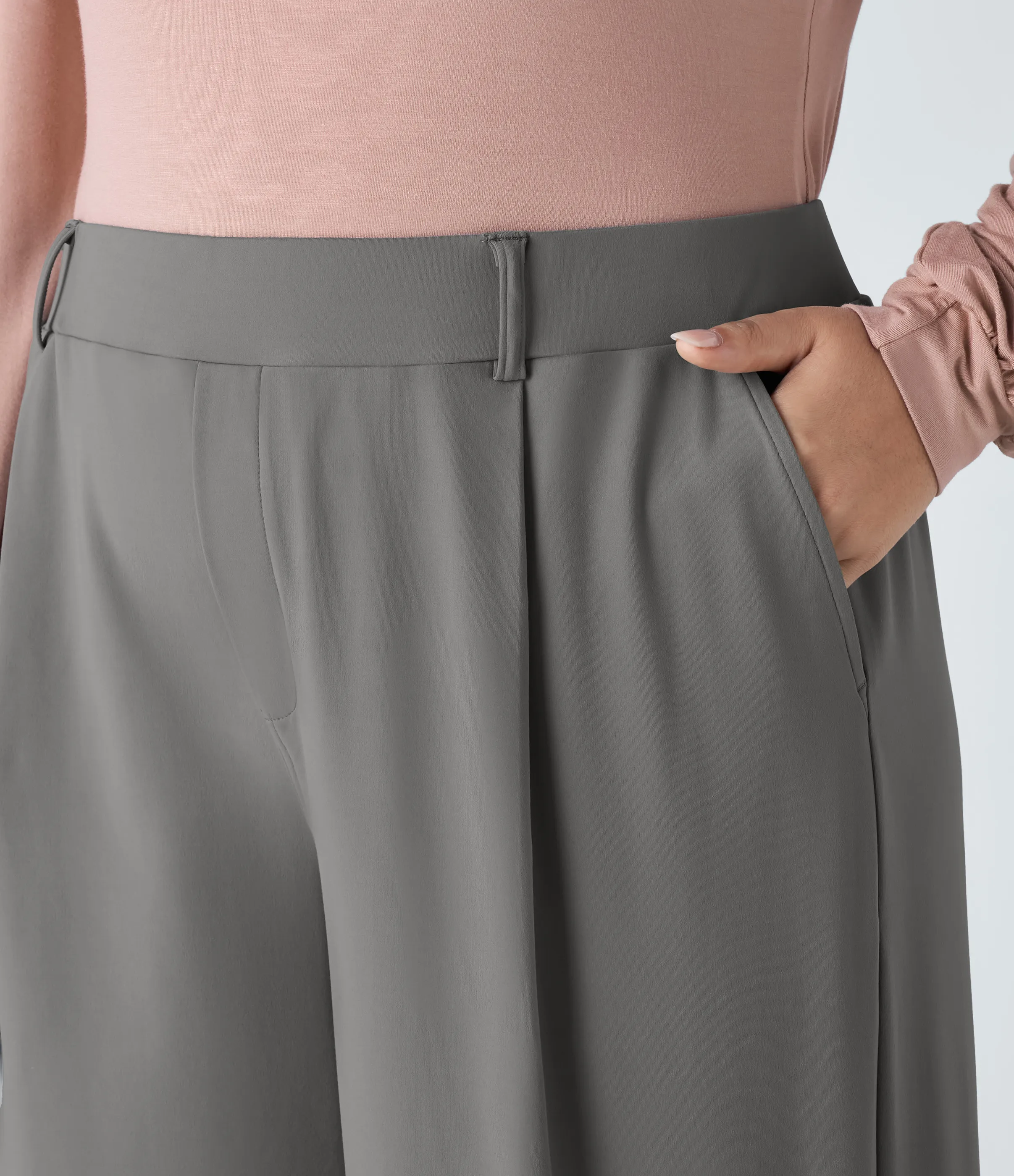 Halara Pantalón oficina tiro alto recto bolsillo lateral pinzas talla grande - Silent Storm - 2X(regular) sold by Halara product image thumbnail 5