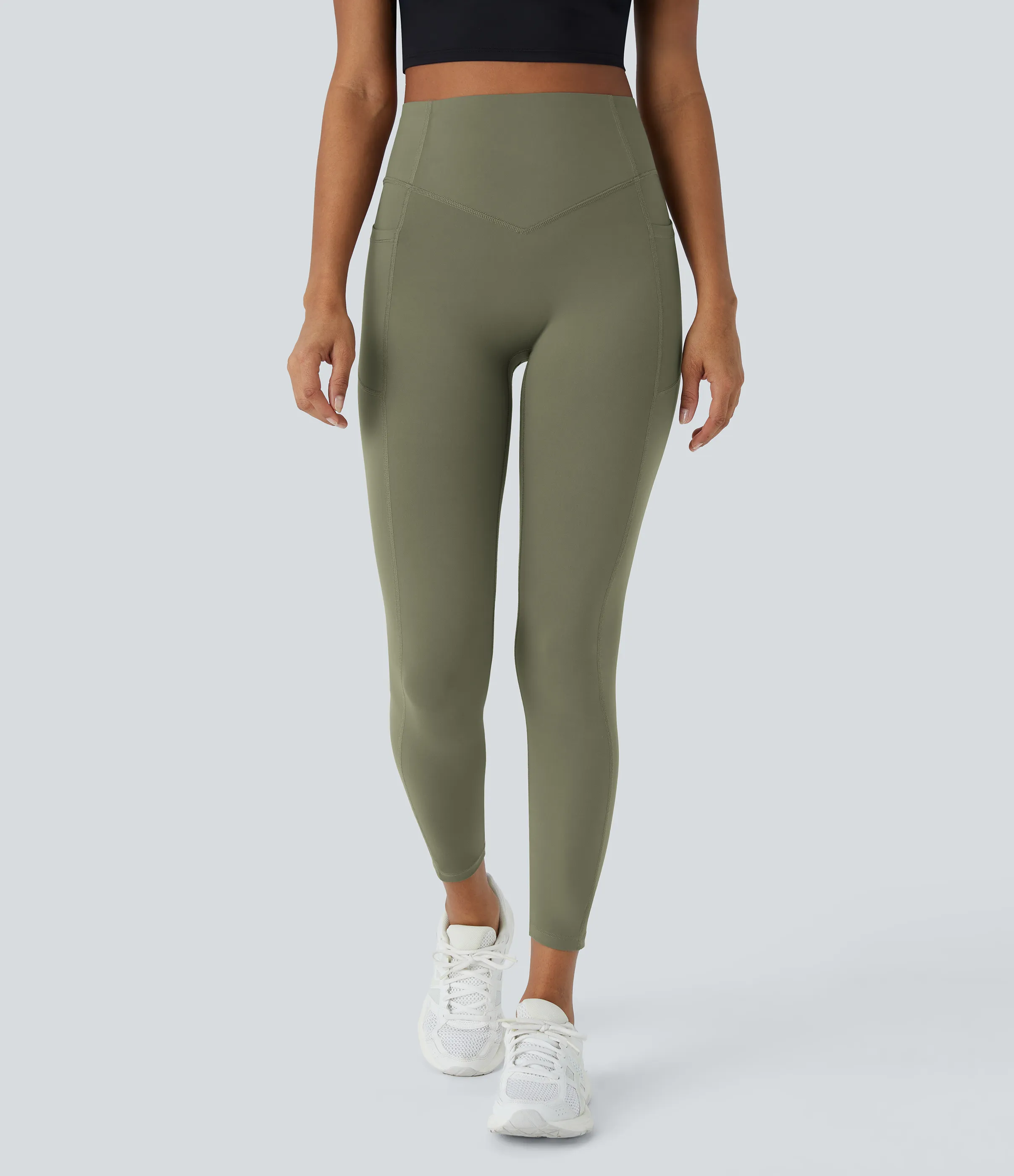 Halara Leggings SoCinched UltraSculpt entrenamiento moldeador bolsillo lateral control abdomen tiro alto - Grass Grey Green - XL(7/8) sold by Halara product image thumbnail 3