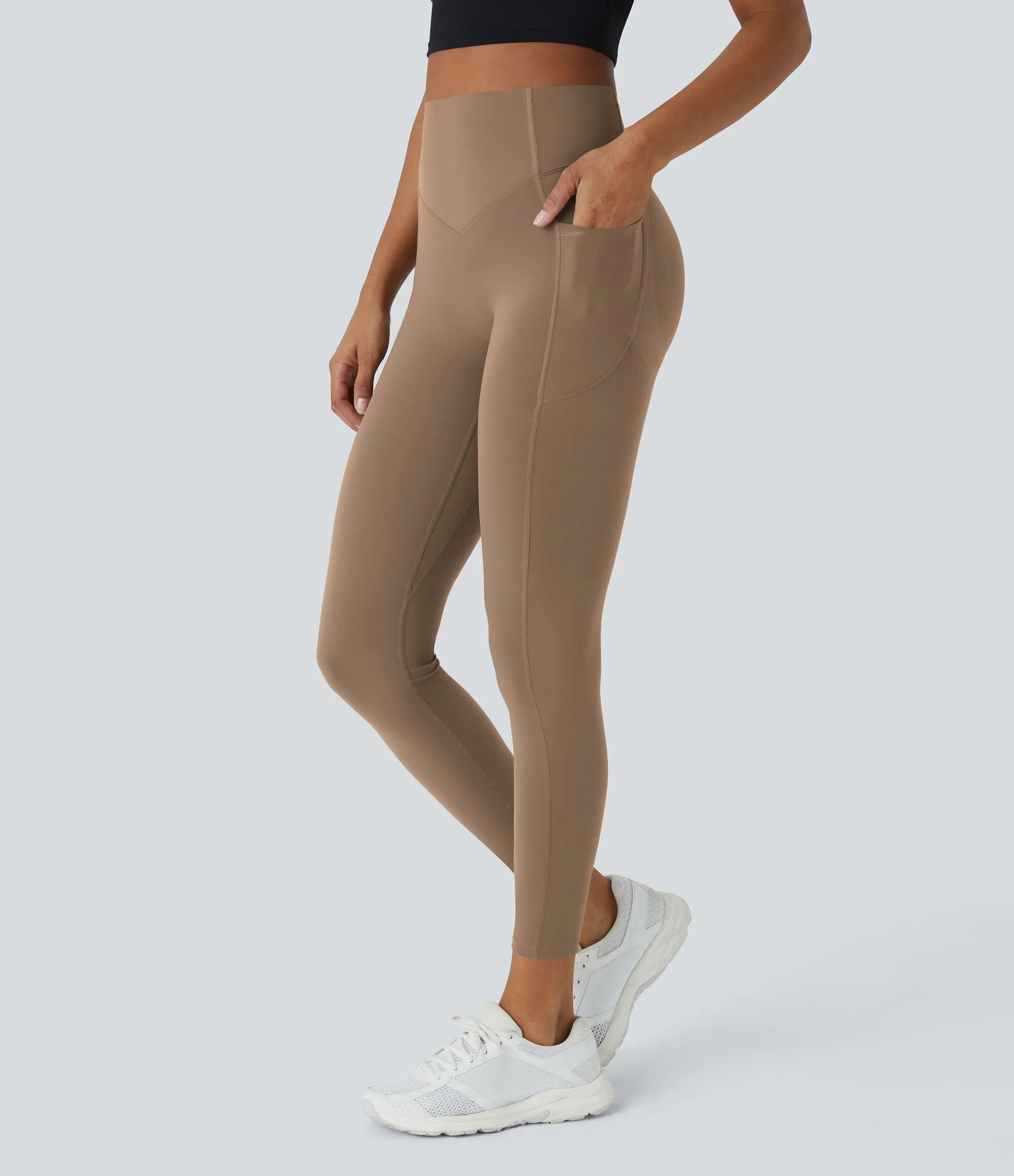 Halara Leggings SoCinched UltraSculpt entrenamiento moldeador bolsillo lateral control abdomen tiro alto - Woodsmoke - L(full_length) sold by Halara product image thumbnail 4