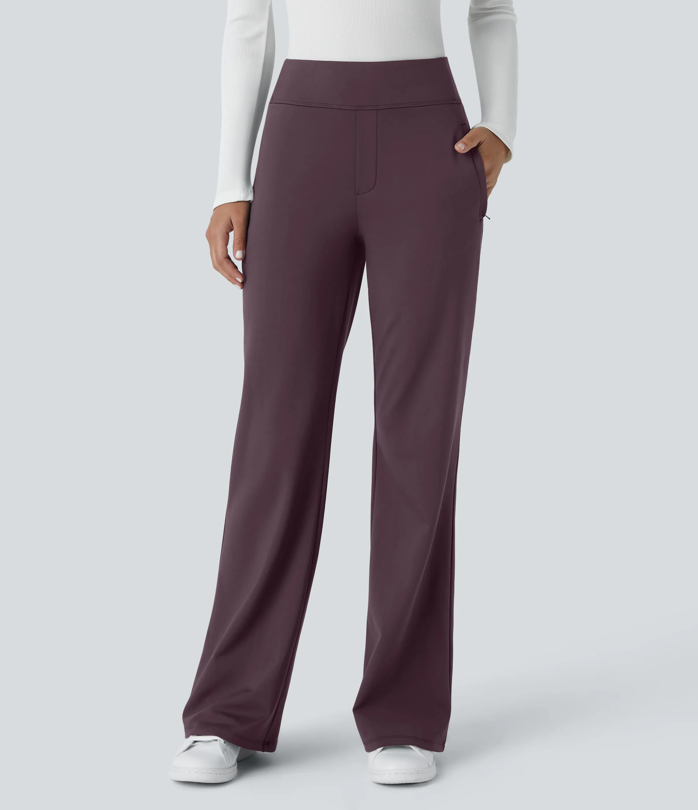 Halara Pantalón oficina acampanado bolsillo lateral tiro alto - Dusky Evening purple - L(tall) sold by Halara product image thumbnail 4